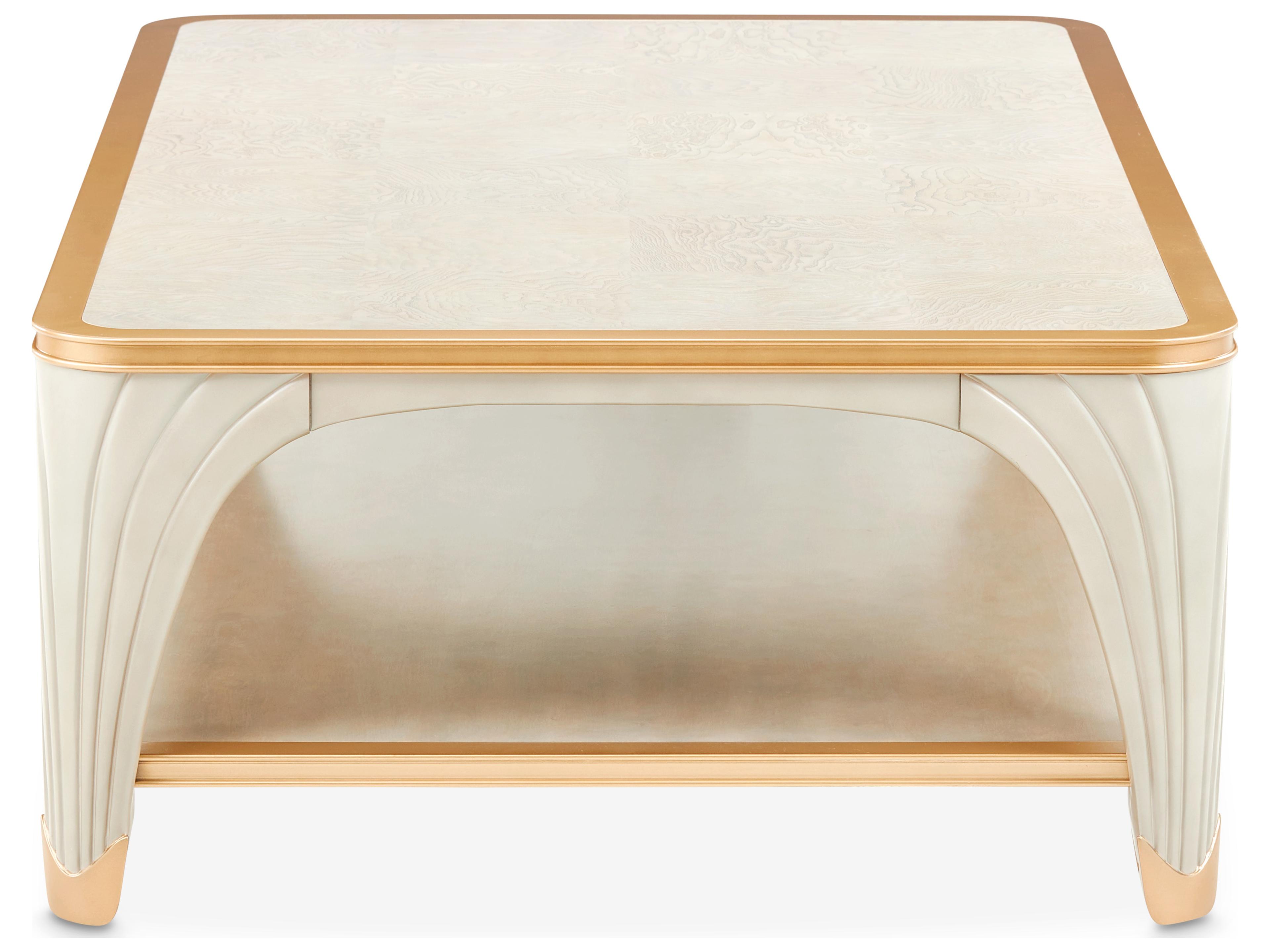 Luxecor Gilded Rectangular Wood Silver Mist Coffee Table