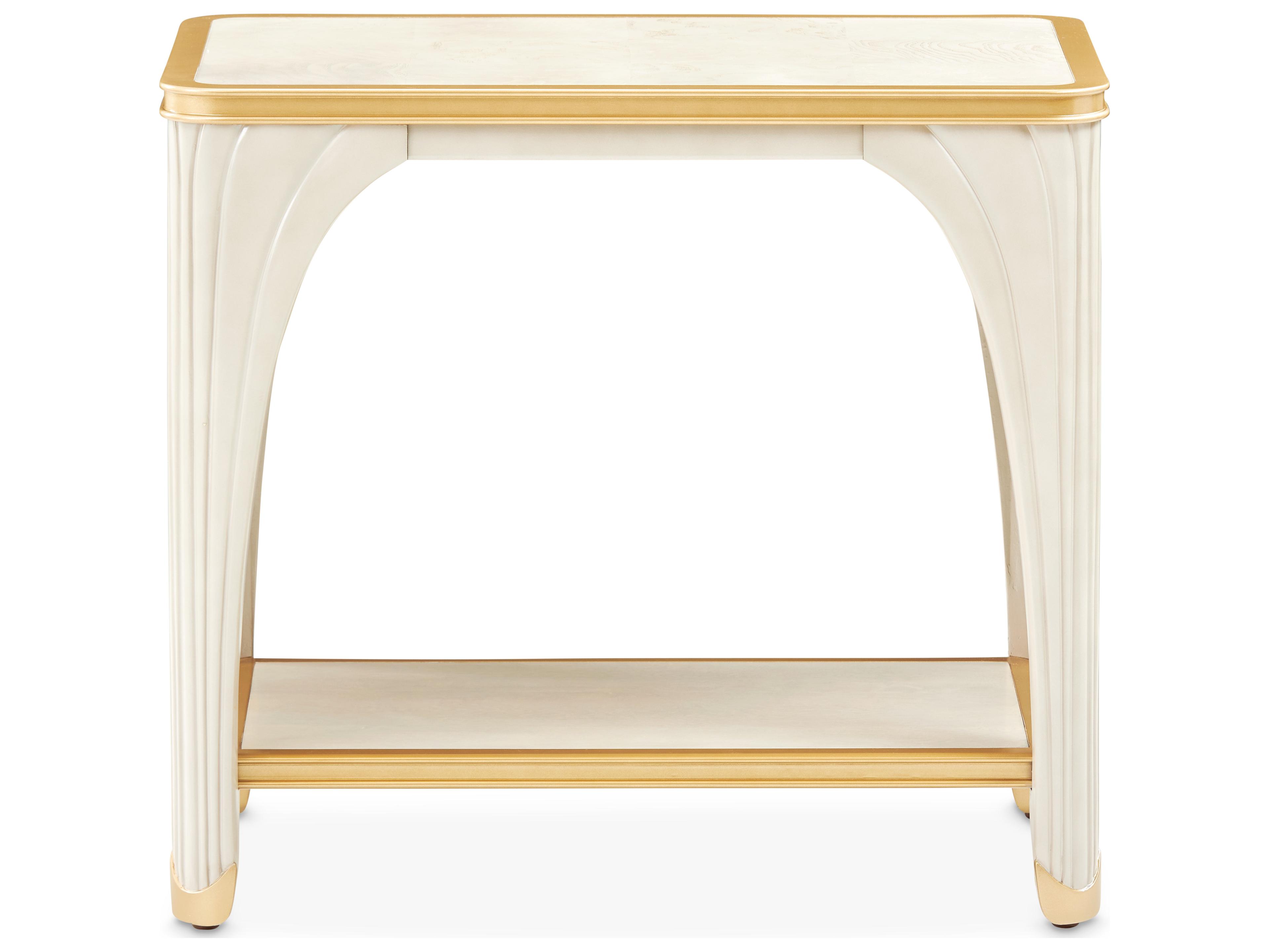 Luxecor Gilded Rectangular Wood Silver Mist End Table