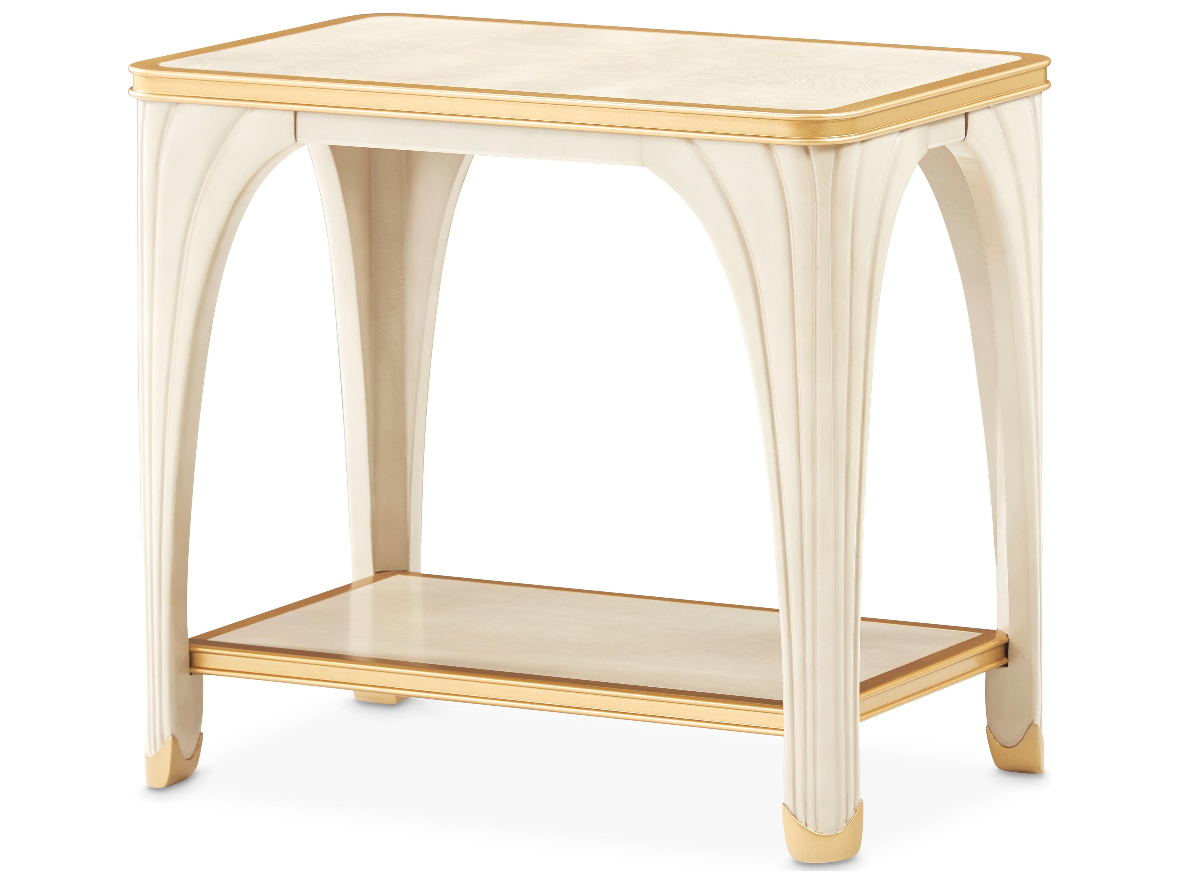 Gilded Rectangular Wood Silver Mist End Table