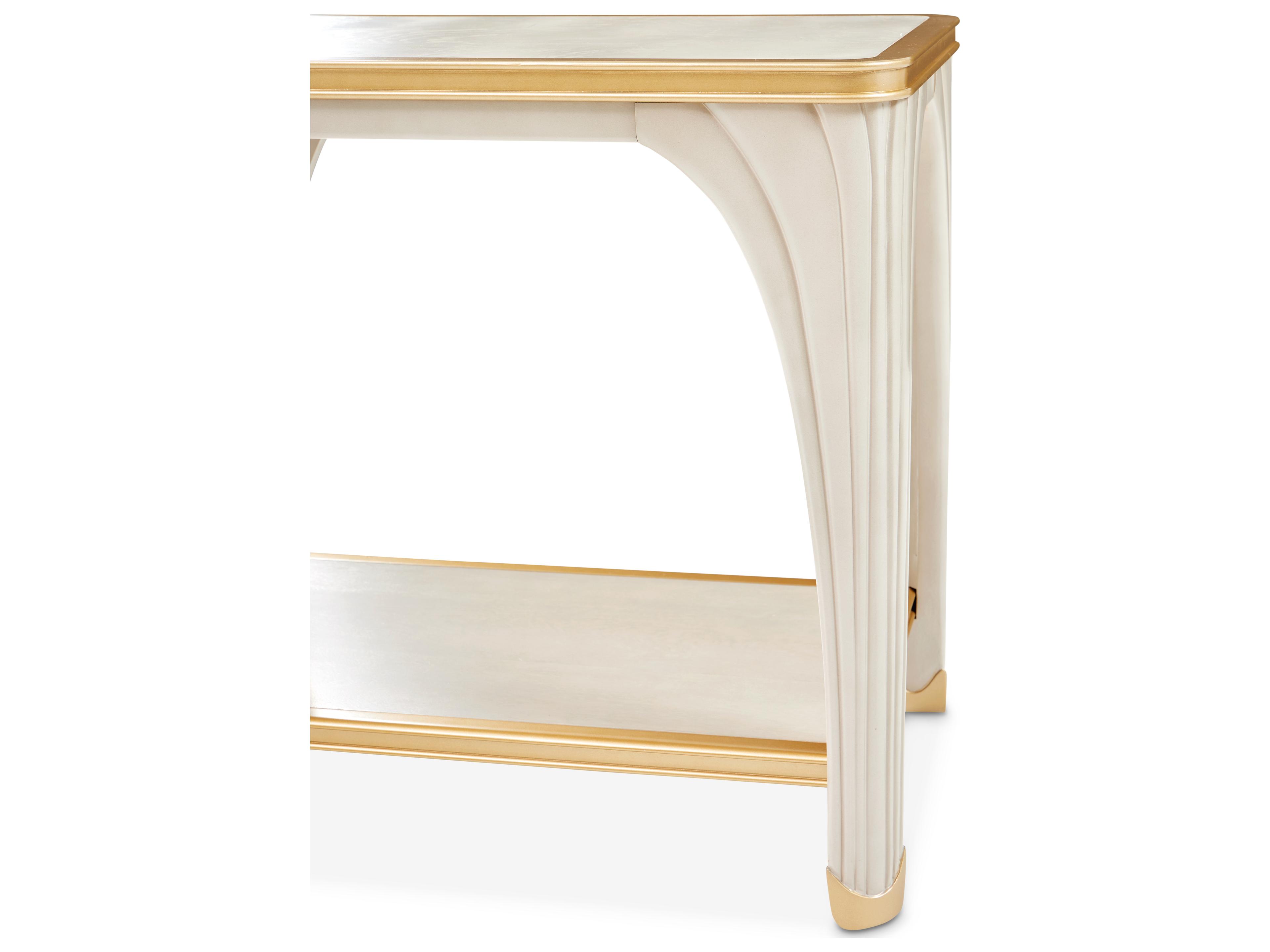 Luxecor Gilded Rectangular Wood Silver Mist End Table
