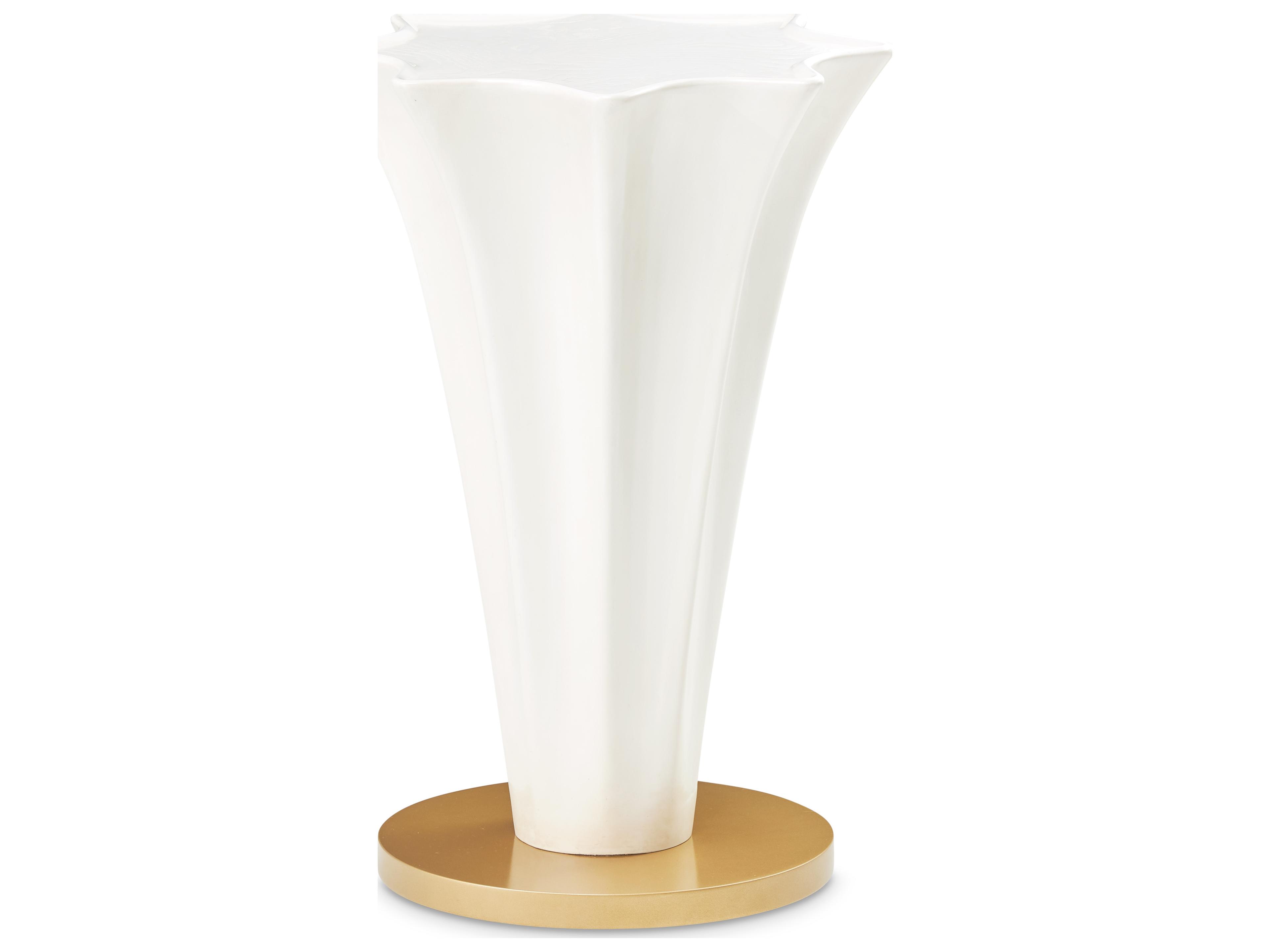 Luxecor Gilded Hexagon Wood Creamy Pearl End Table