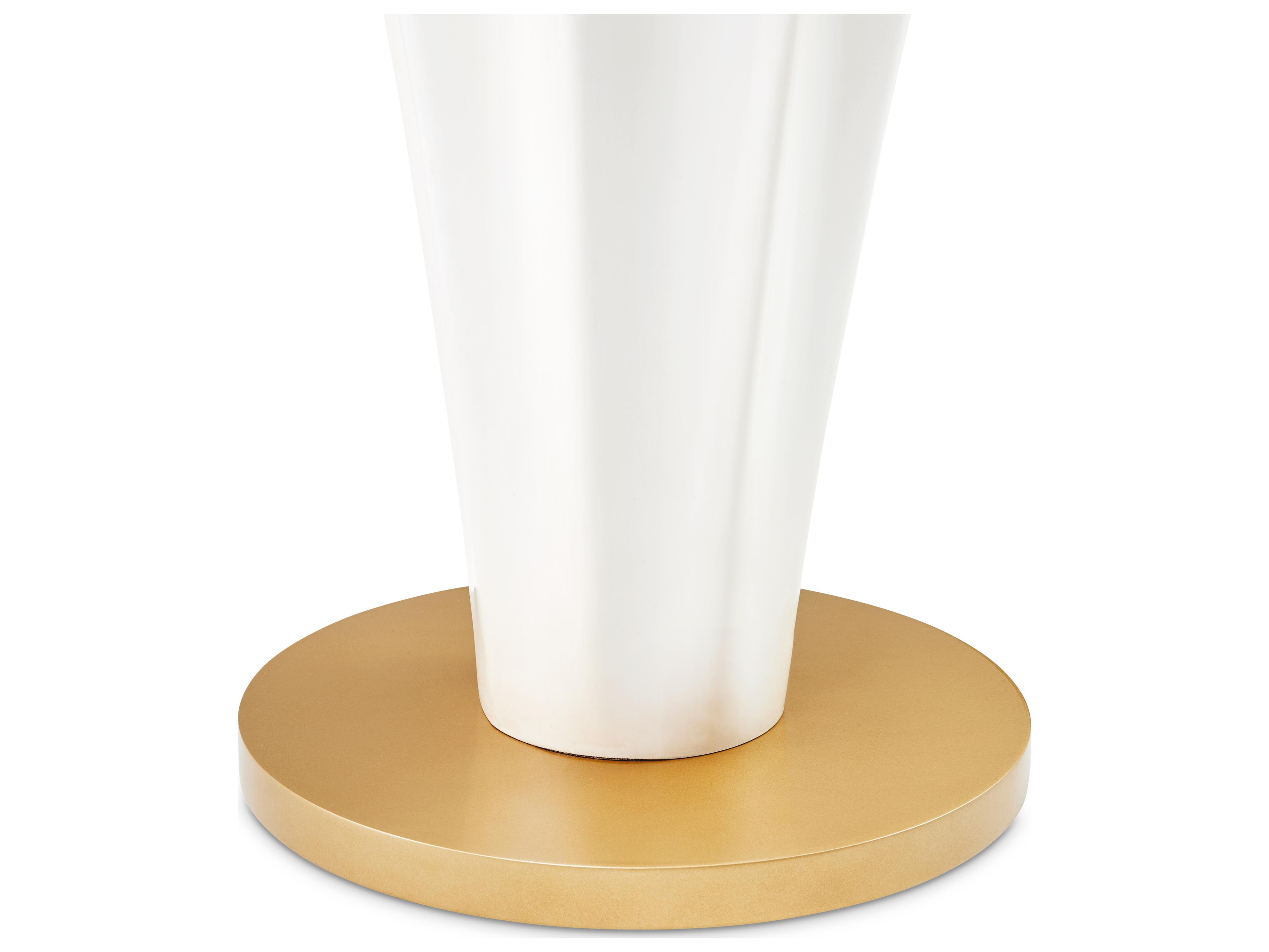 Luxecor Gilded Hexagon Wood Creamy Pearl End Table