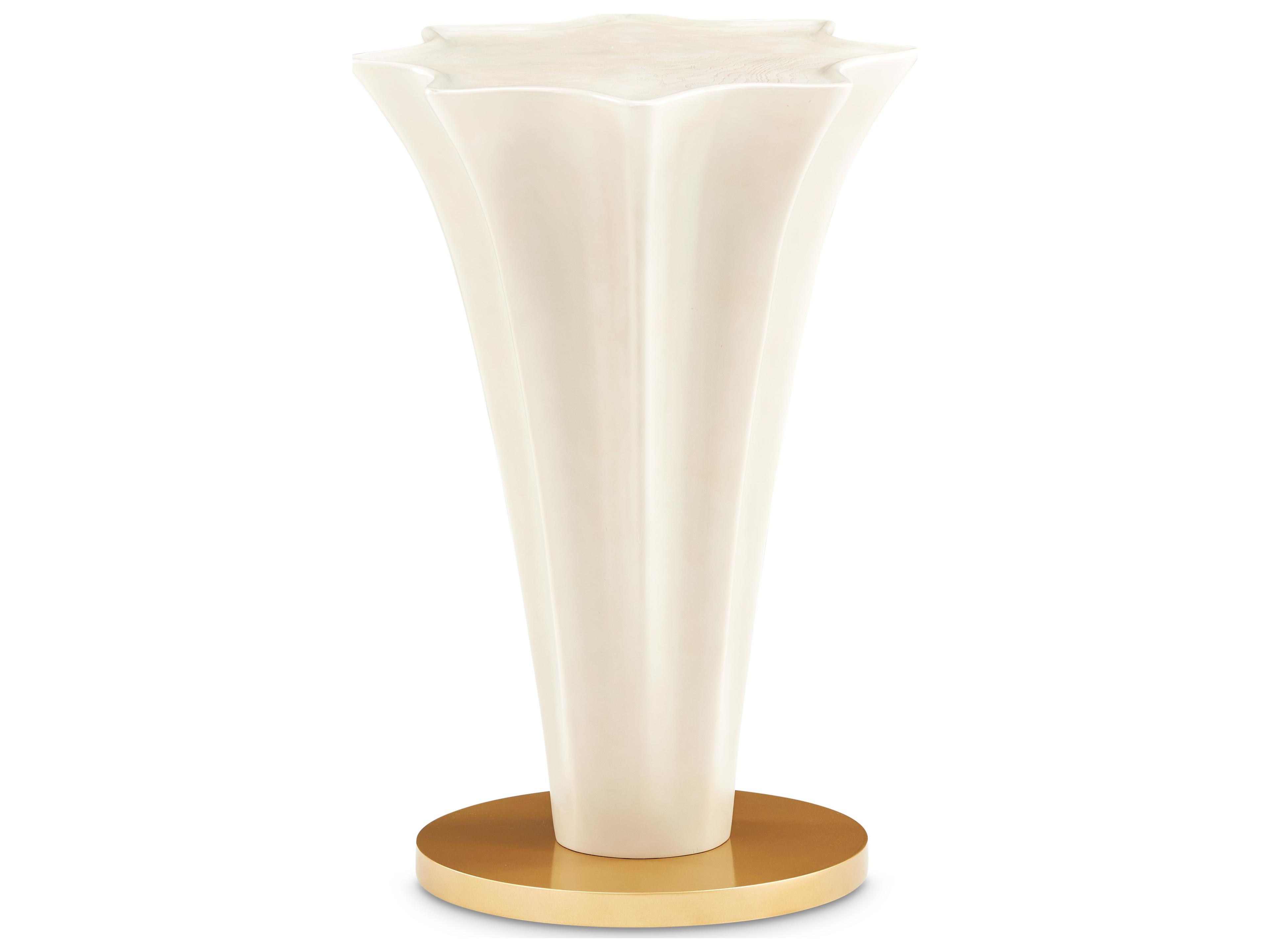 Gilded Octagon Wood Silver Mist End Table