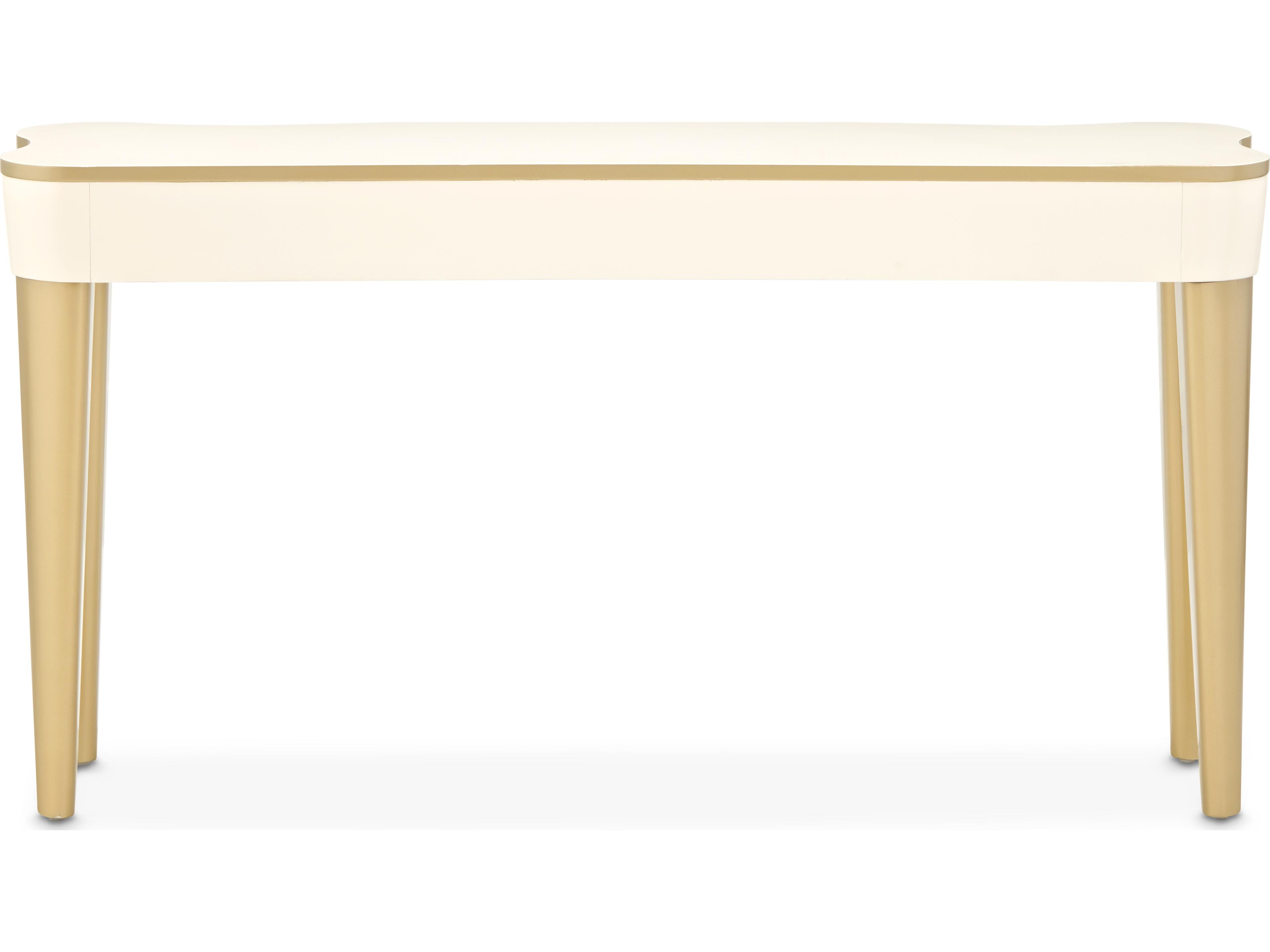 Luxecor Gilded Rectangular Wood Creamy Pearl Console Table