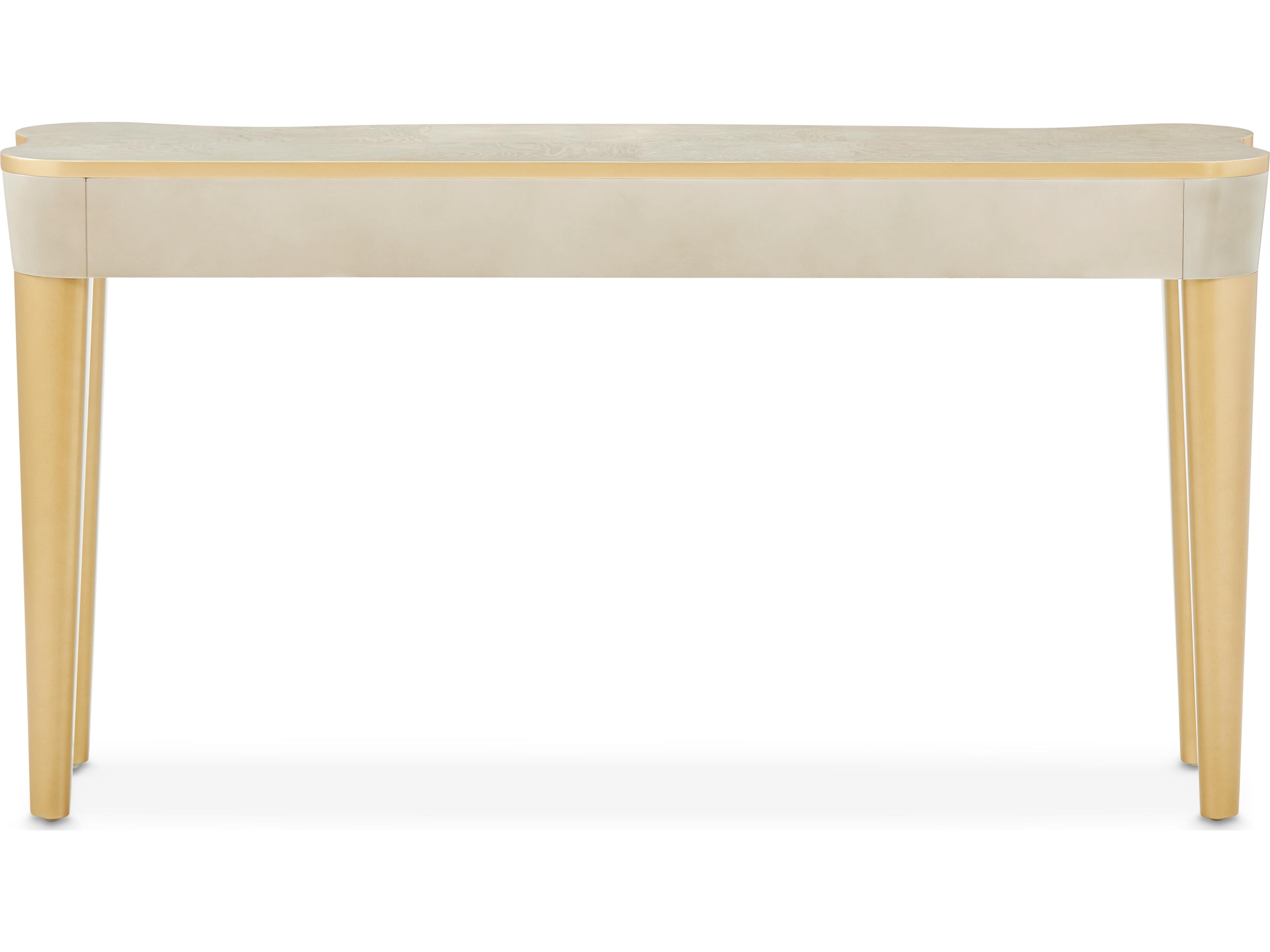 Luxecor Gilded Rectangular Wood Silver Mist Console Table