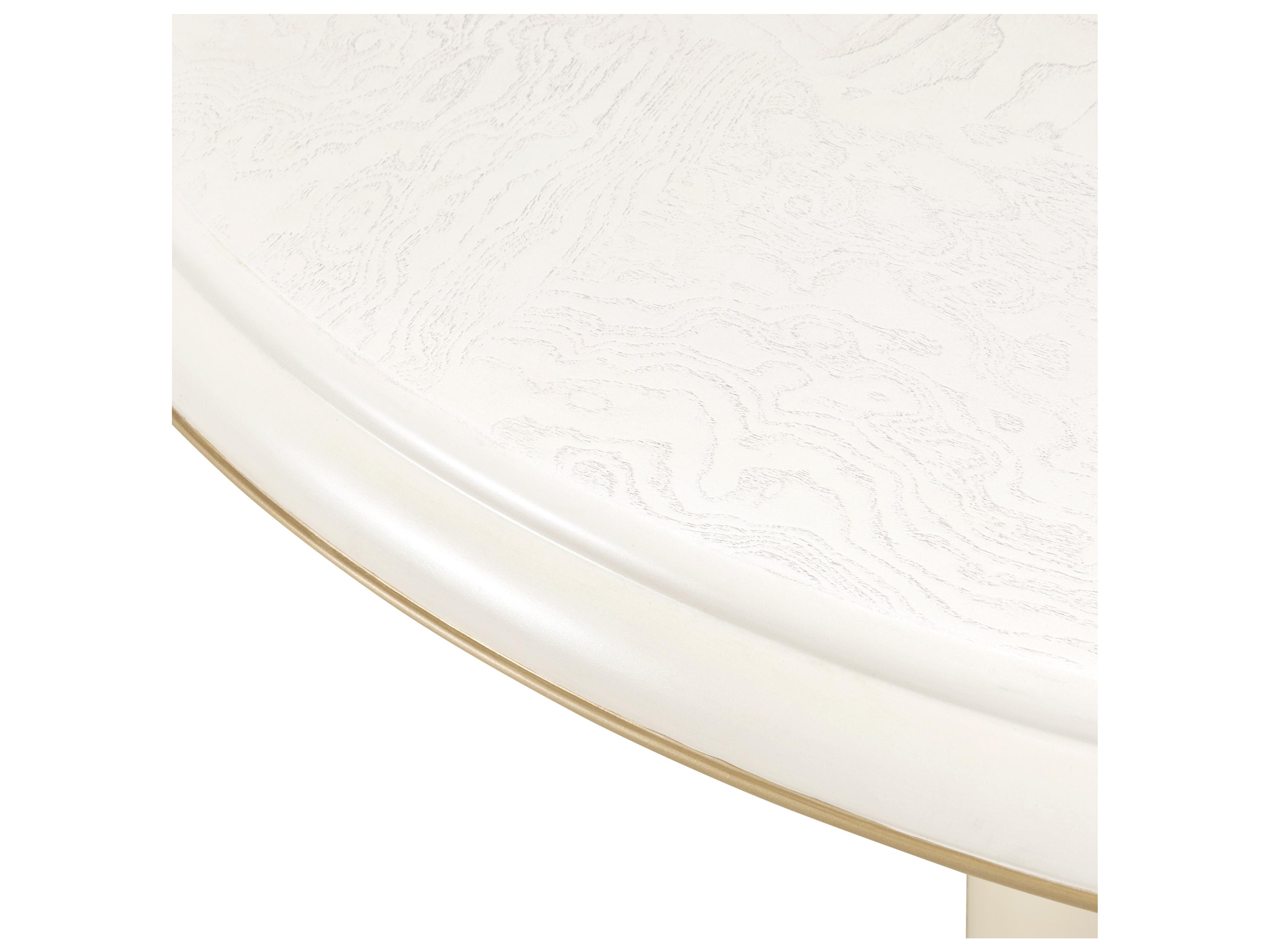 Luxecor Gilded Round Wood Creamy Pearl Dining Table
