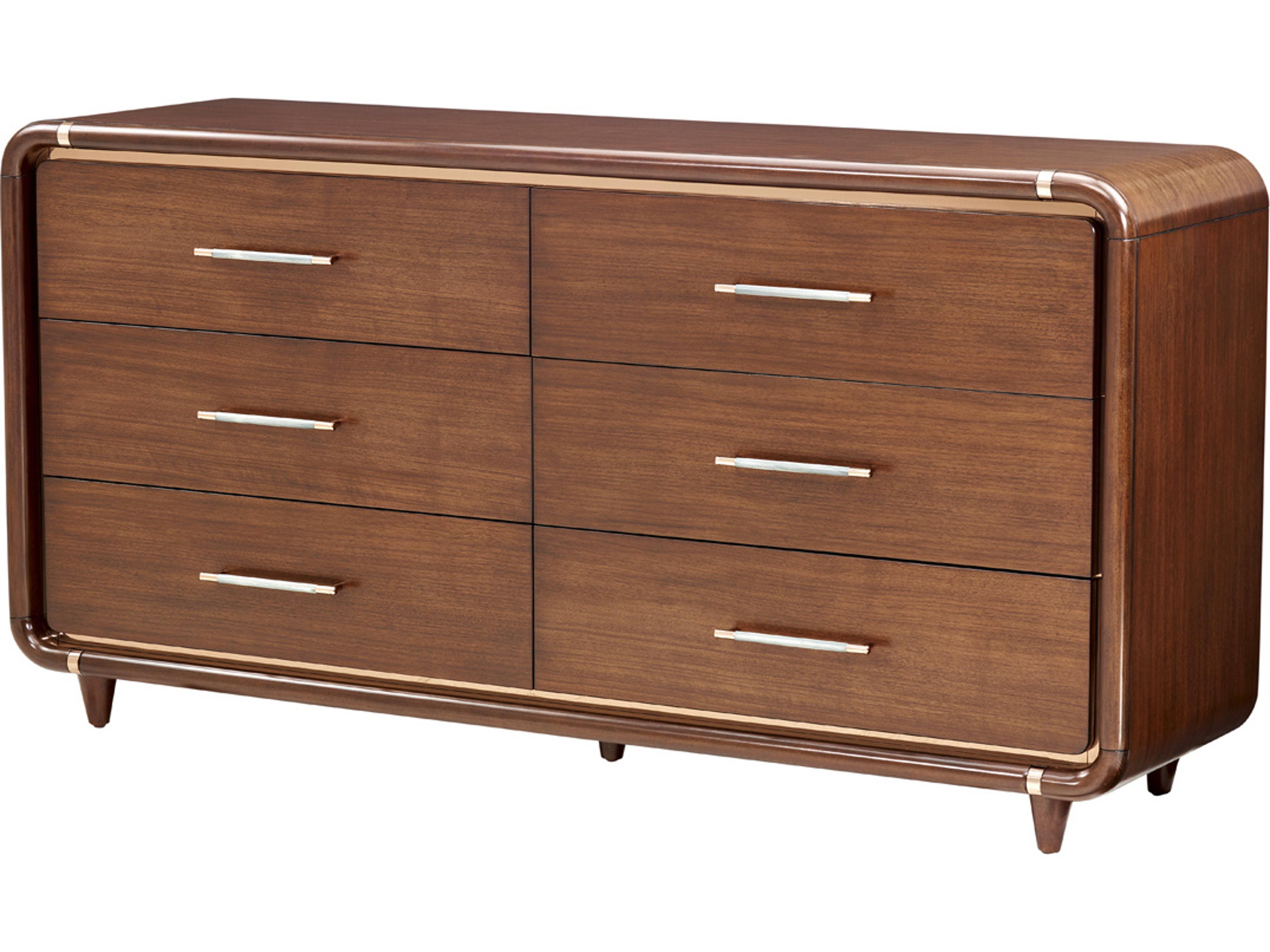 Mason Park 6-Drawers Brown Poplar Wood Double Dresser
