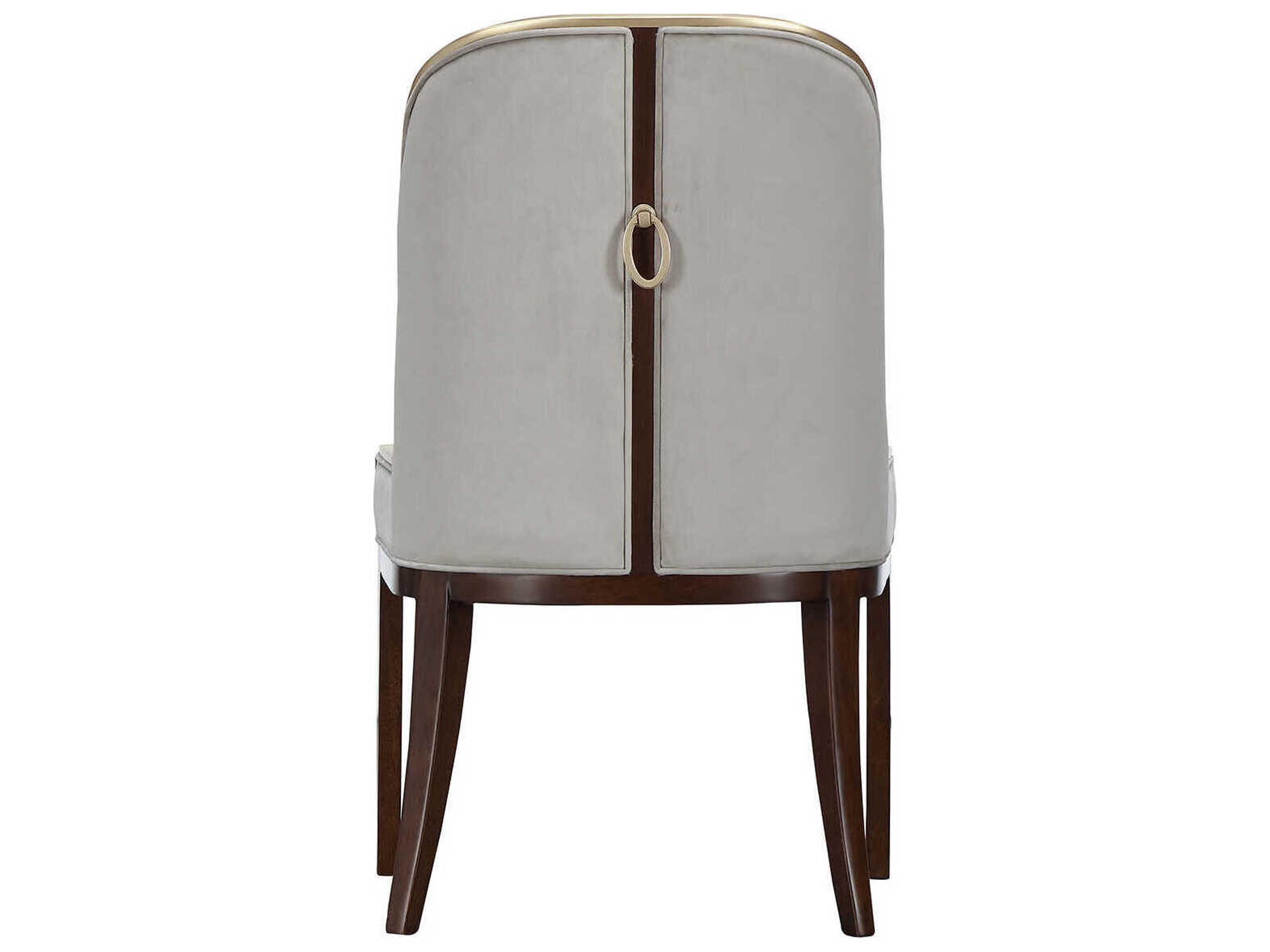 Luxecor Gilded Rubberwood Gray Velvet Upholstered Armless Dining Chair Set of 2