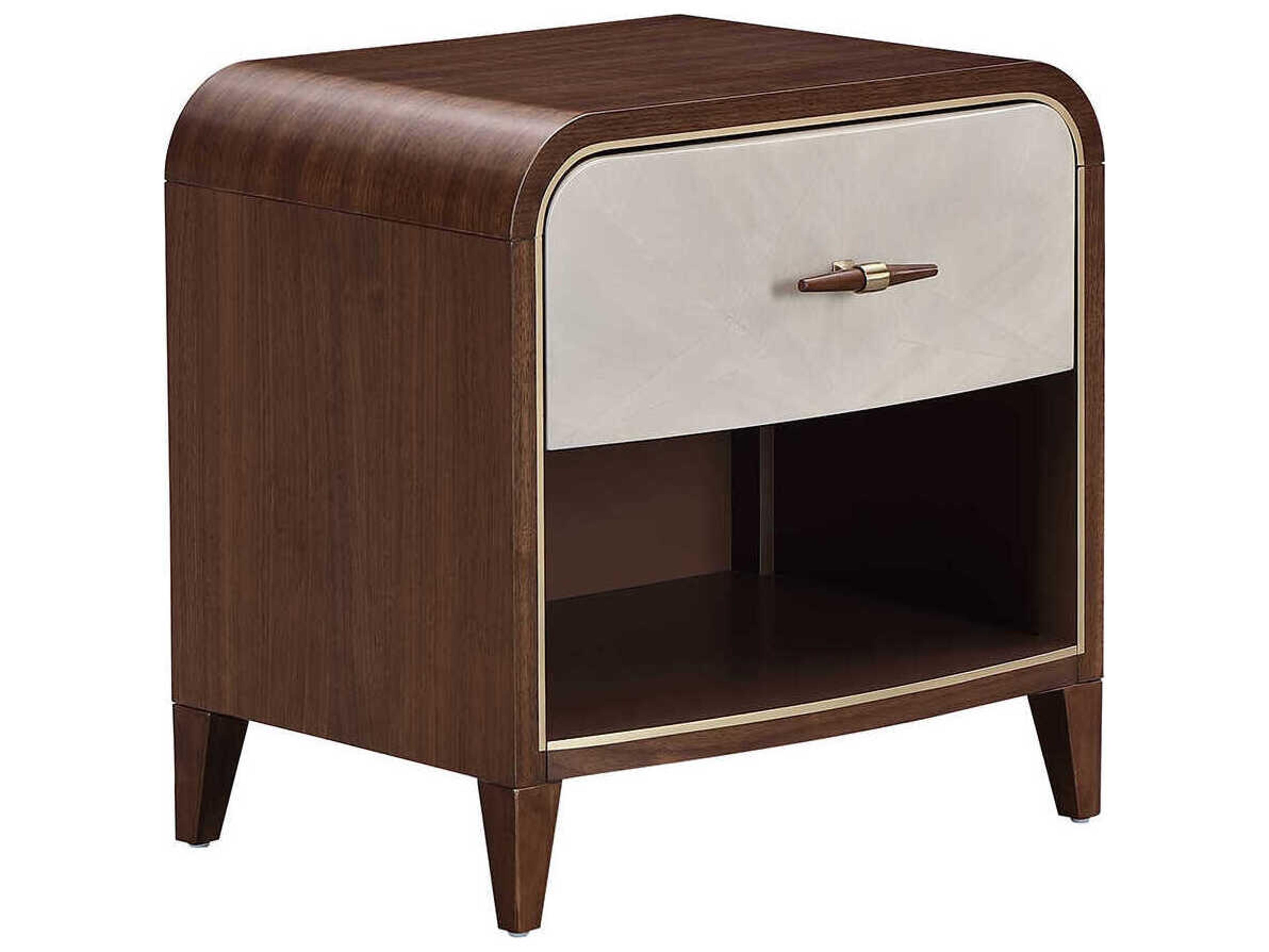 Houston 1-Drawer Brown Birch Wood Nightstand