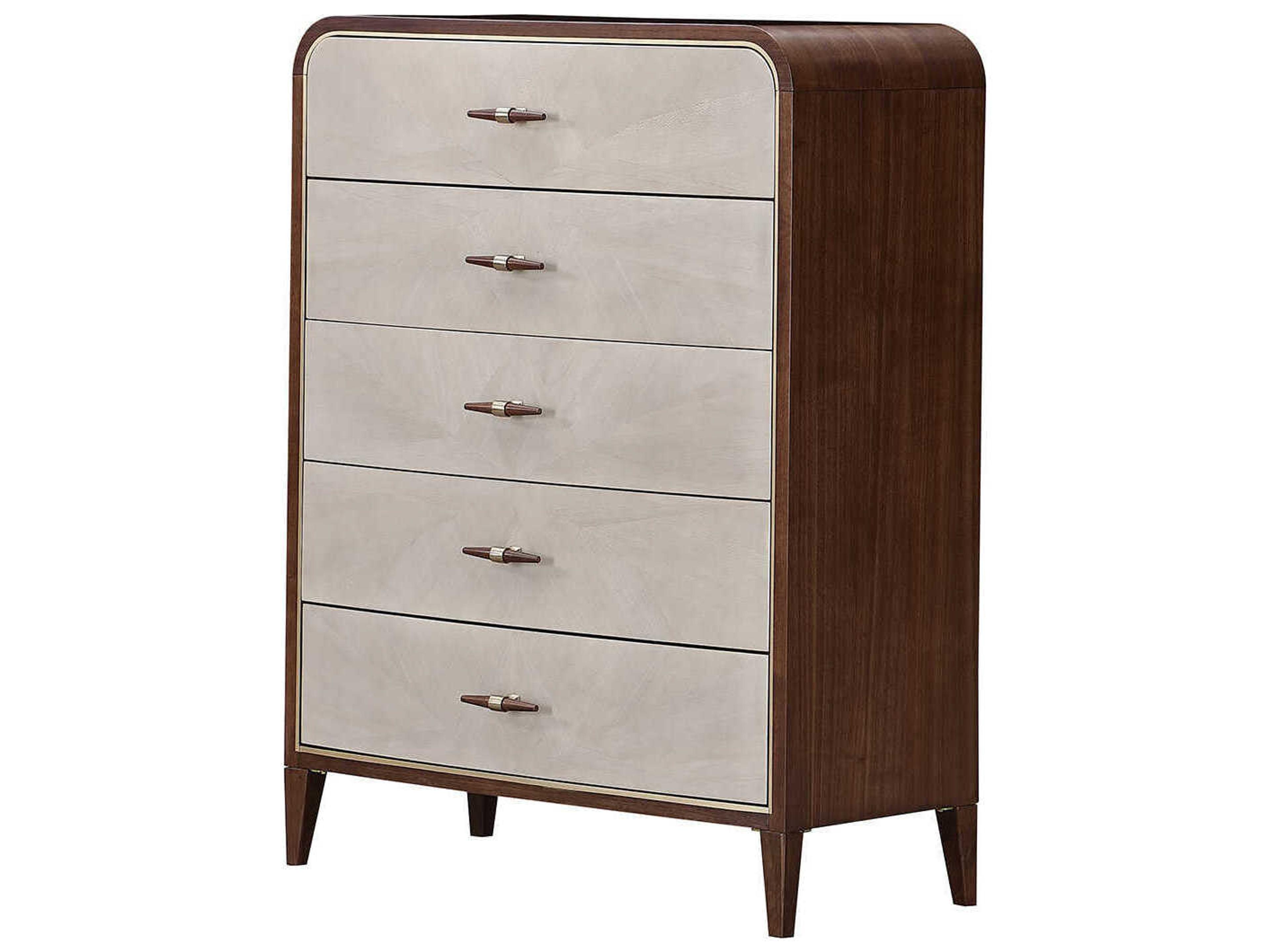 Houston 5-Drawer Chest Walnut Finish Starburst Detail