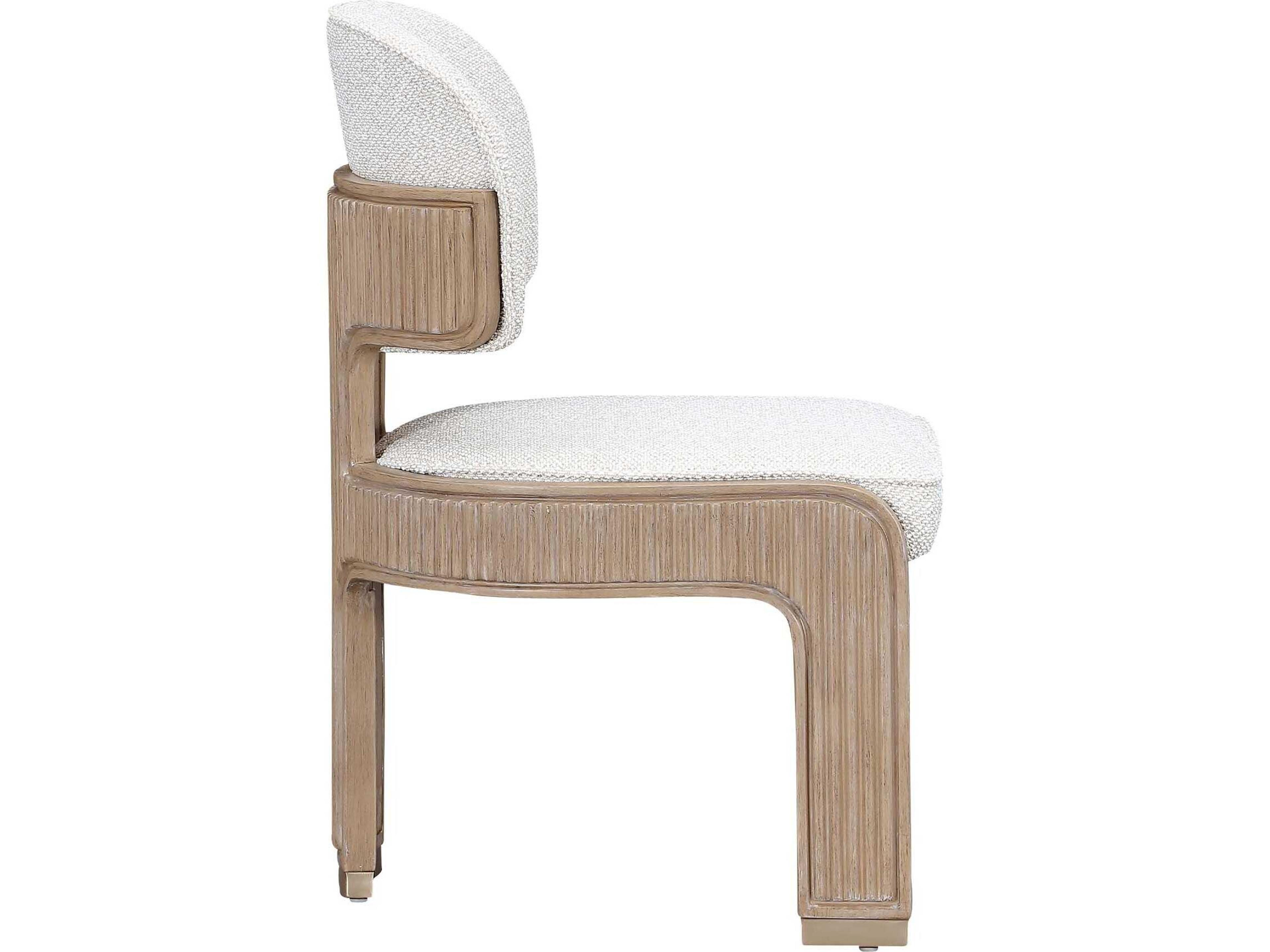 Luxecor Gilded Rubberwood Beige Upholstered Armless Dining Chair Set of 2