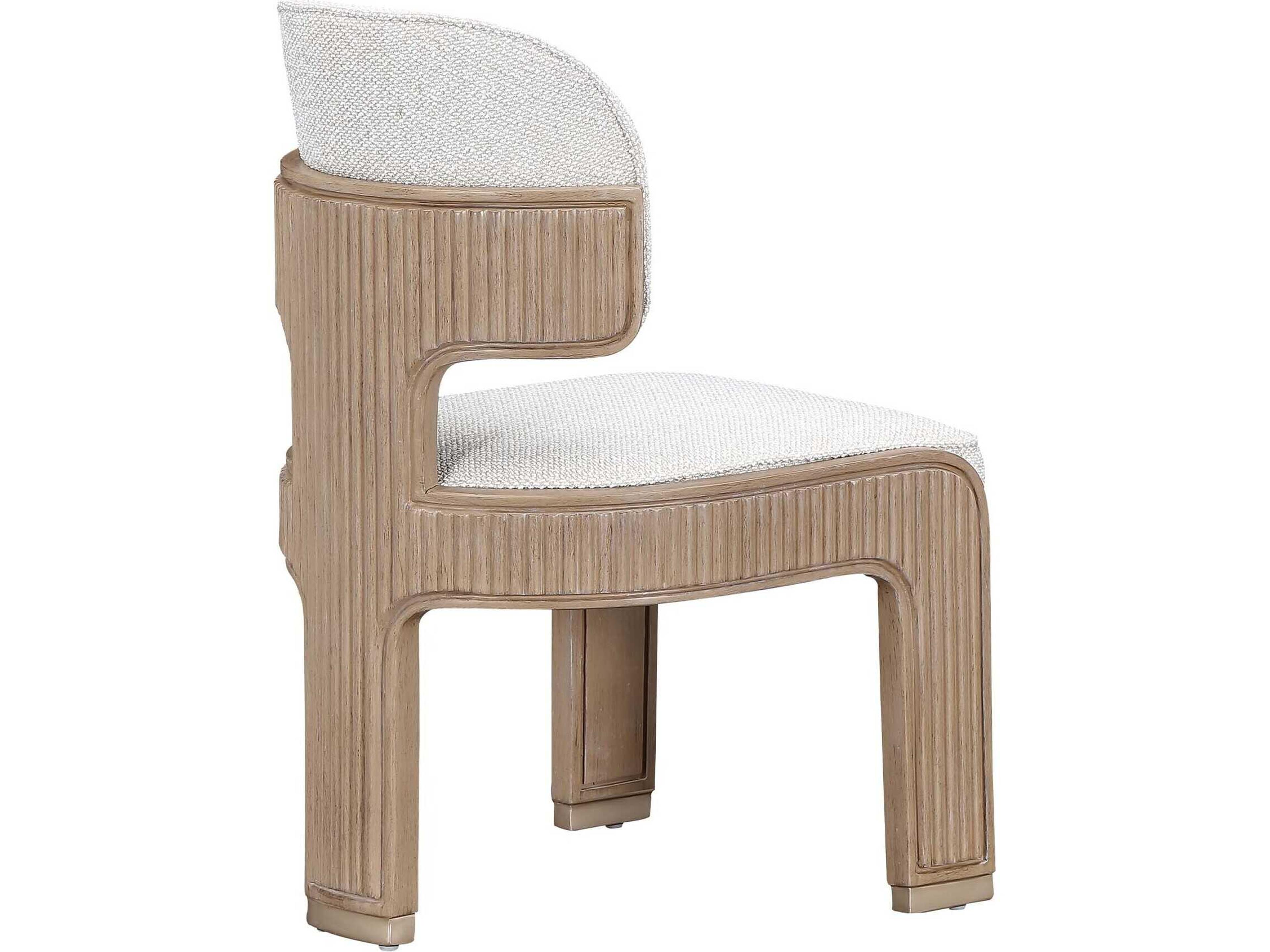 Luxecor Gilded Rubberwood Beige Upholstered Armless Dining Chair Set of 2
