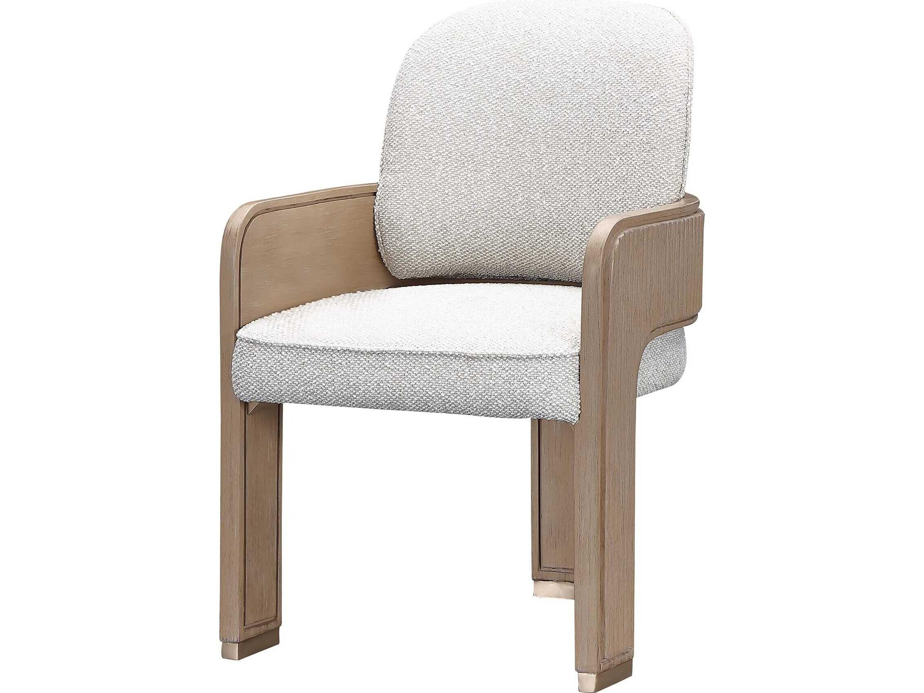West Kensington Rubberwood Beige Upholstered Arm Dining Chair