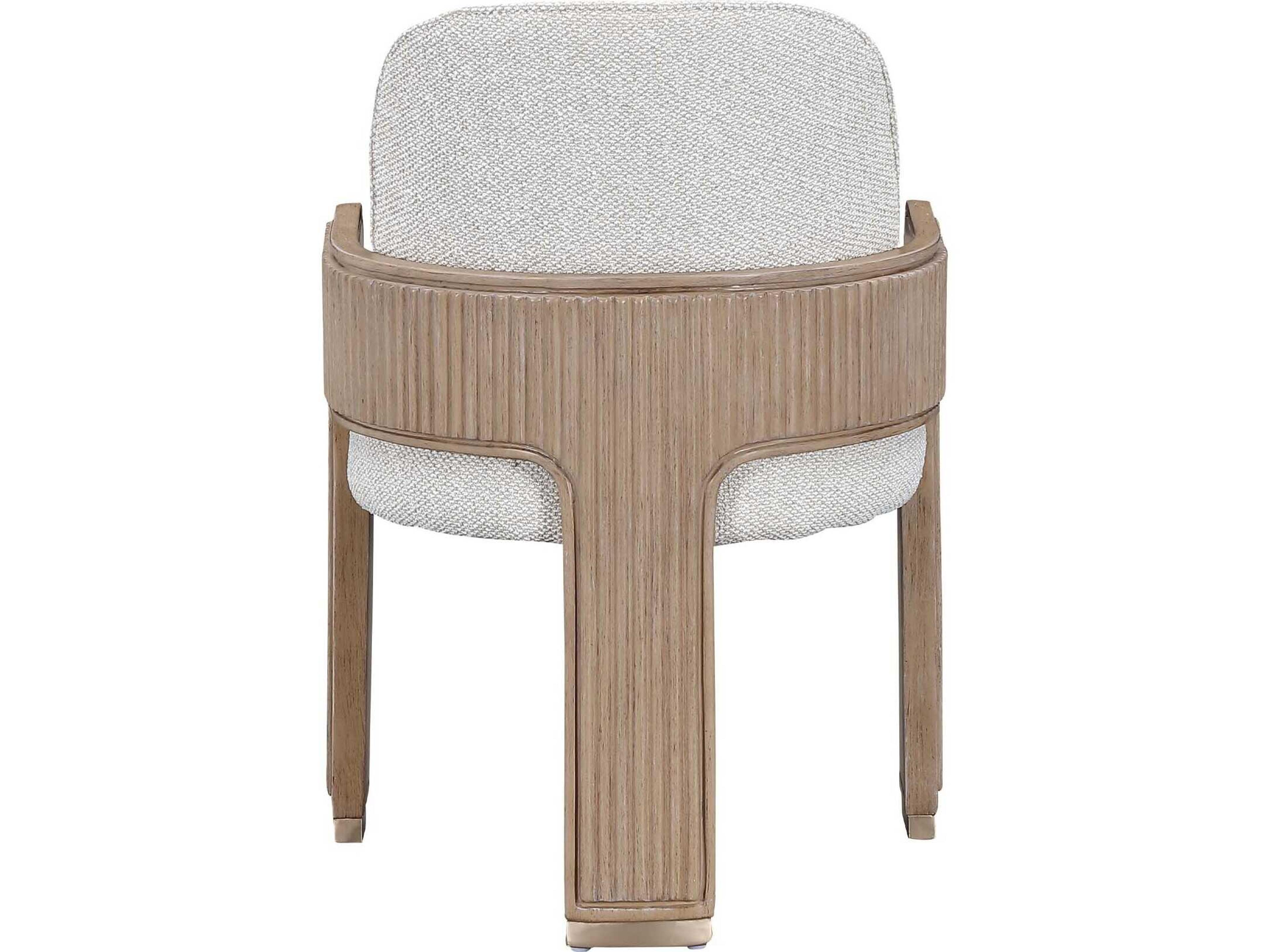 Luxecor Gilded Rubberwood Beige Upholstered Arm Dining Chair