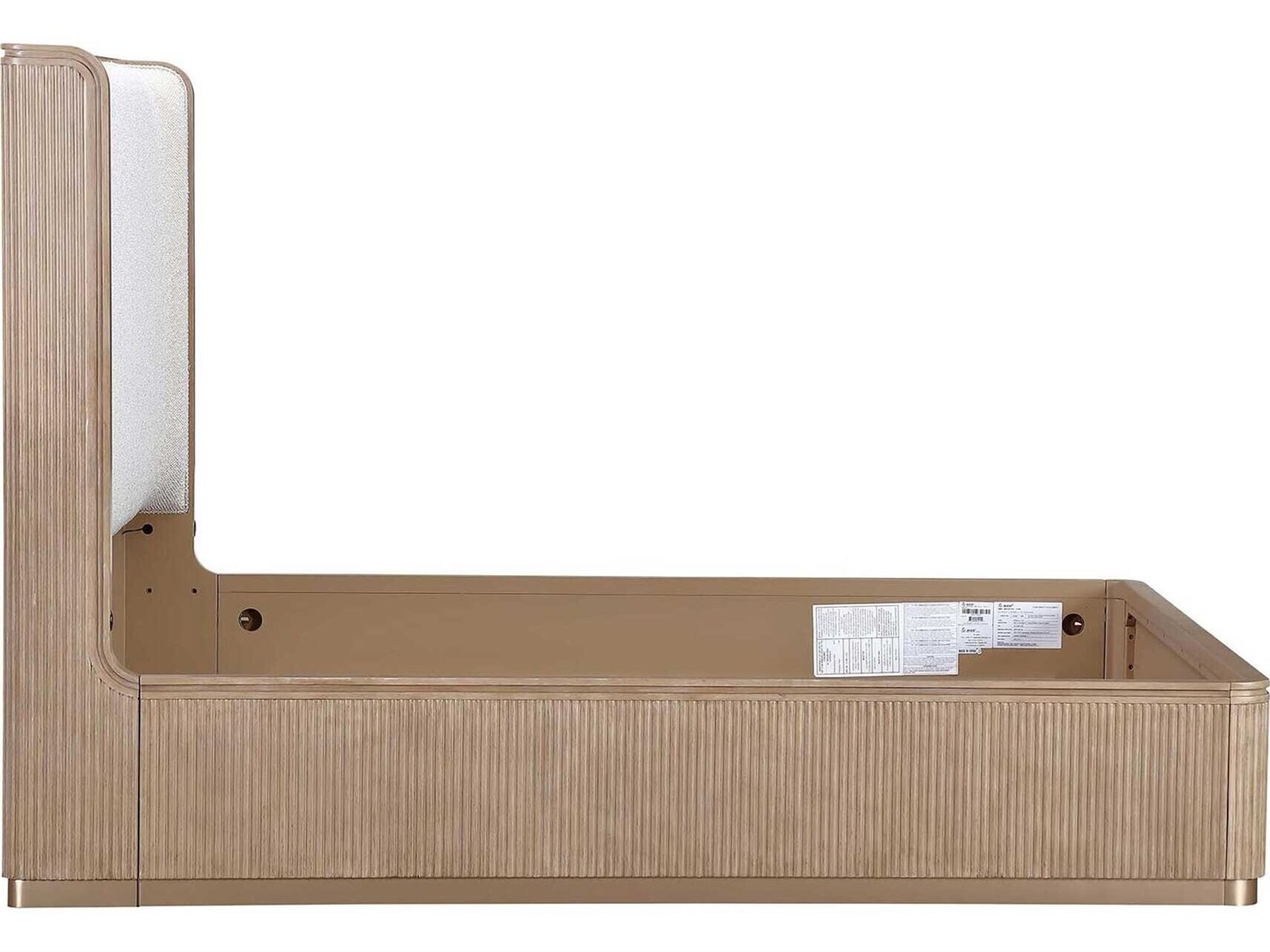 Michael Amini West Kensington Sea Salt Caramel Beige Rubberwood Wood Queen Platform Bed