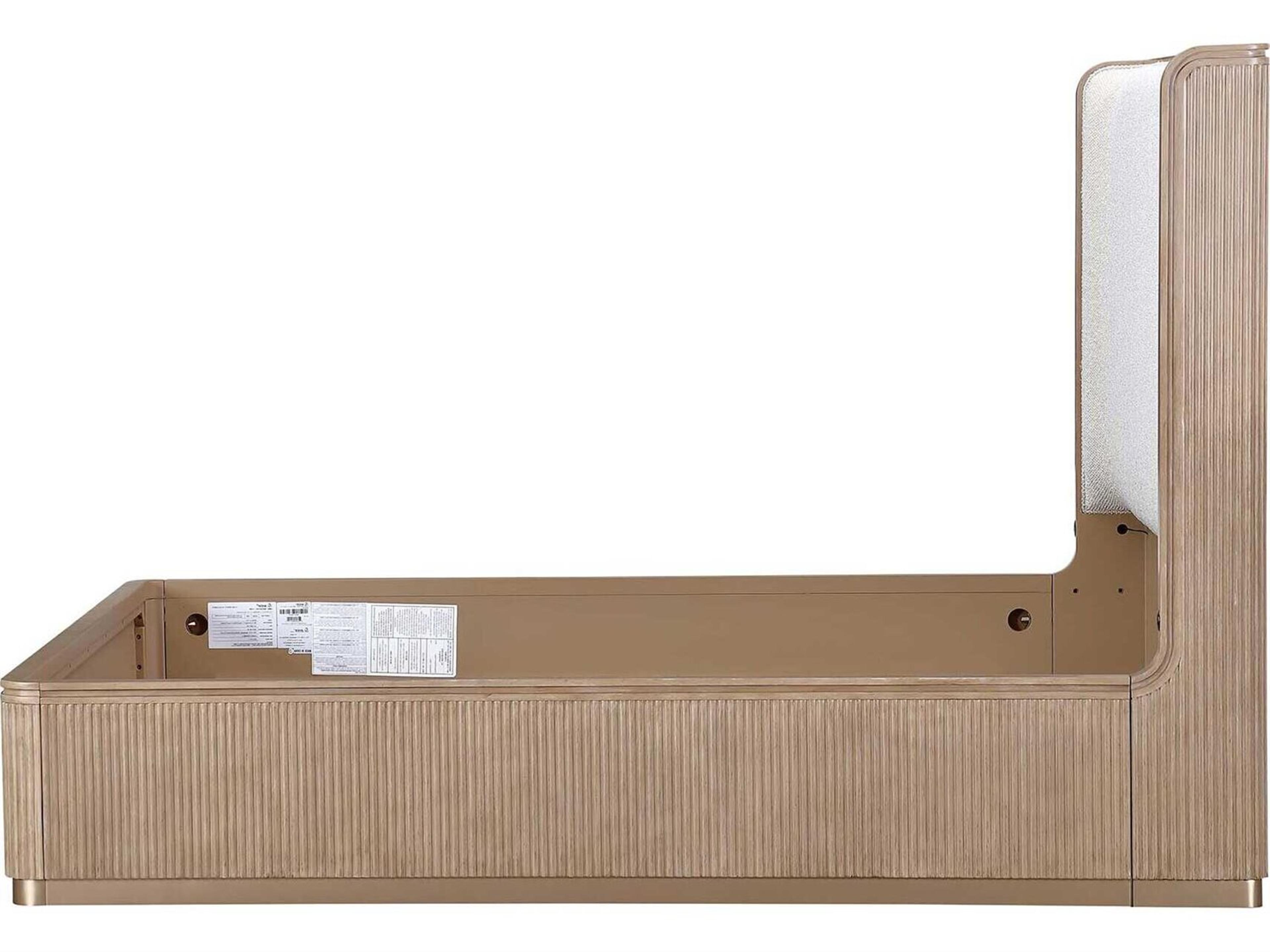 Michael Amini West Kensington Sea Salt Caramel Beige Rubberwood Wood Queen Platform Bed