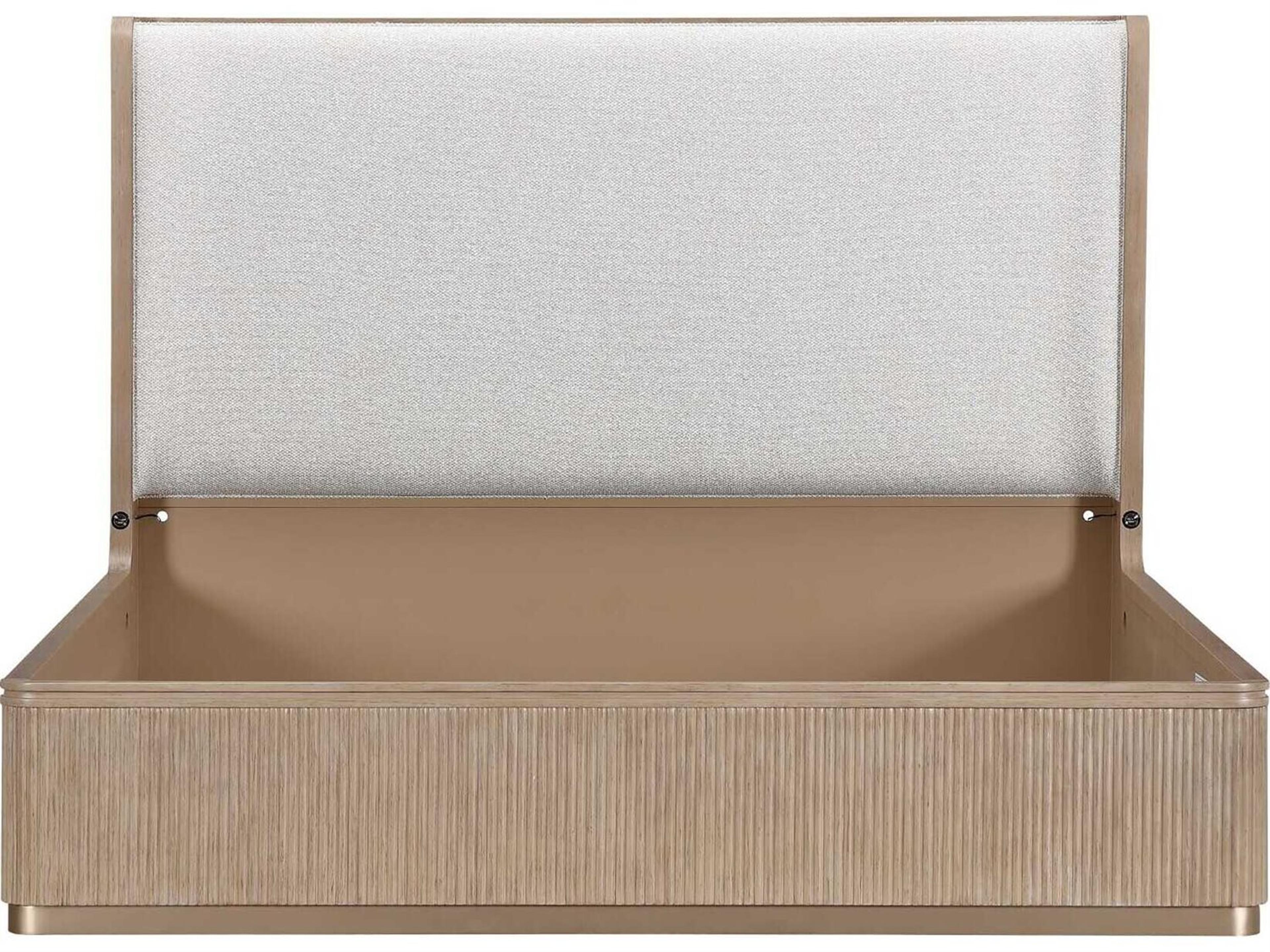 Michael Amini West Kensington Sea Salt Caramel Beige Rubberwood Wood California King Platform Bed