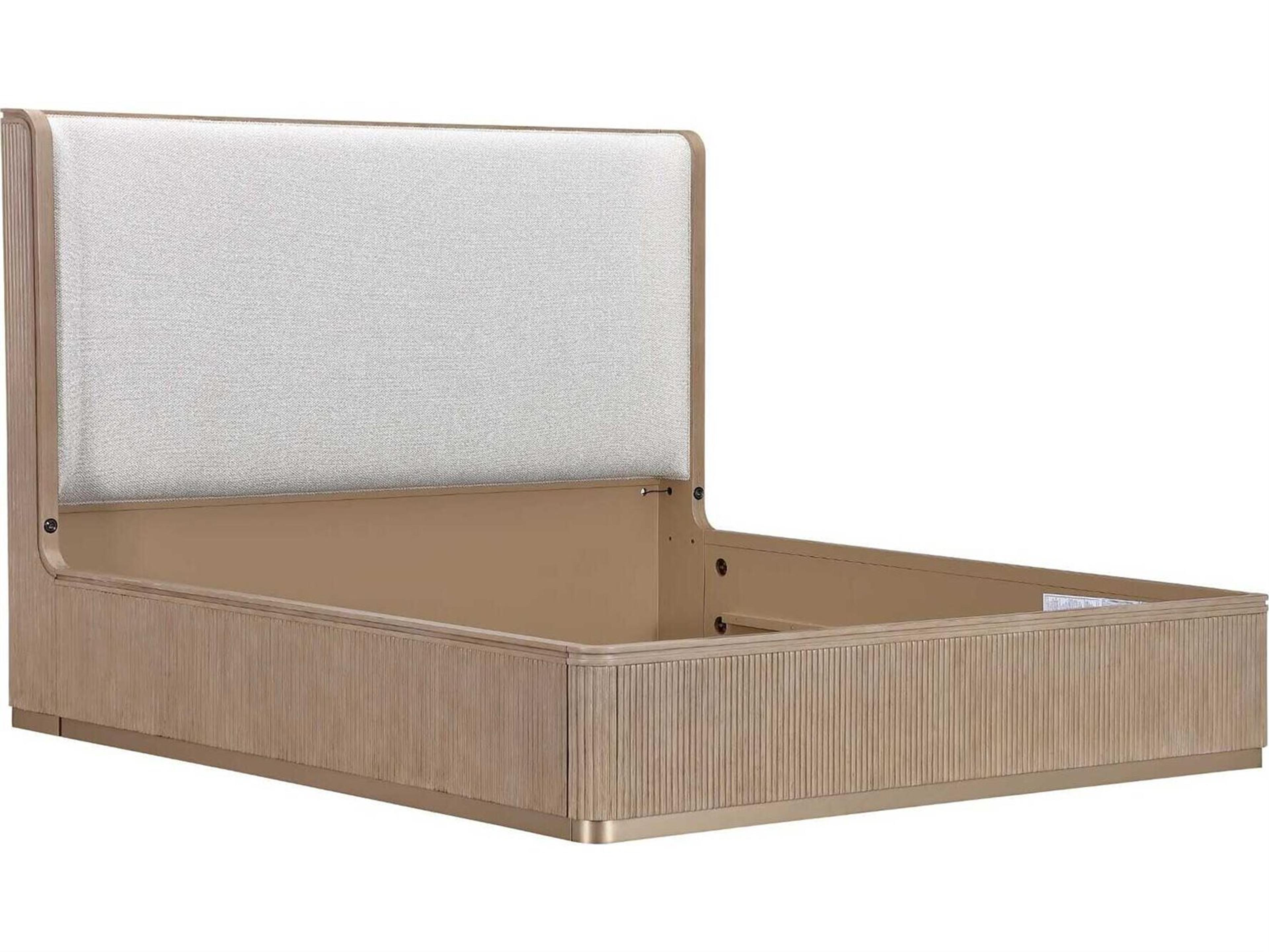 Michael Amini West Kensington Sea Salt Caramel Beige Rubberwood Wood King Platform Bed