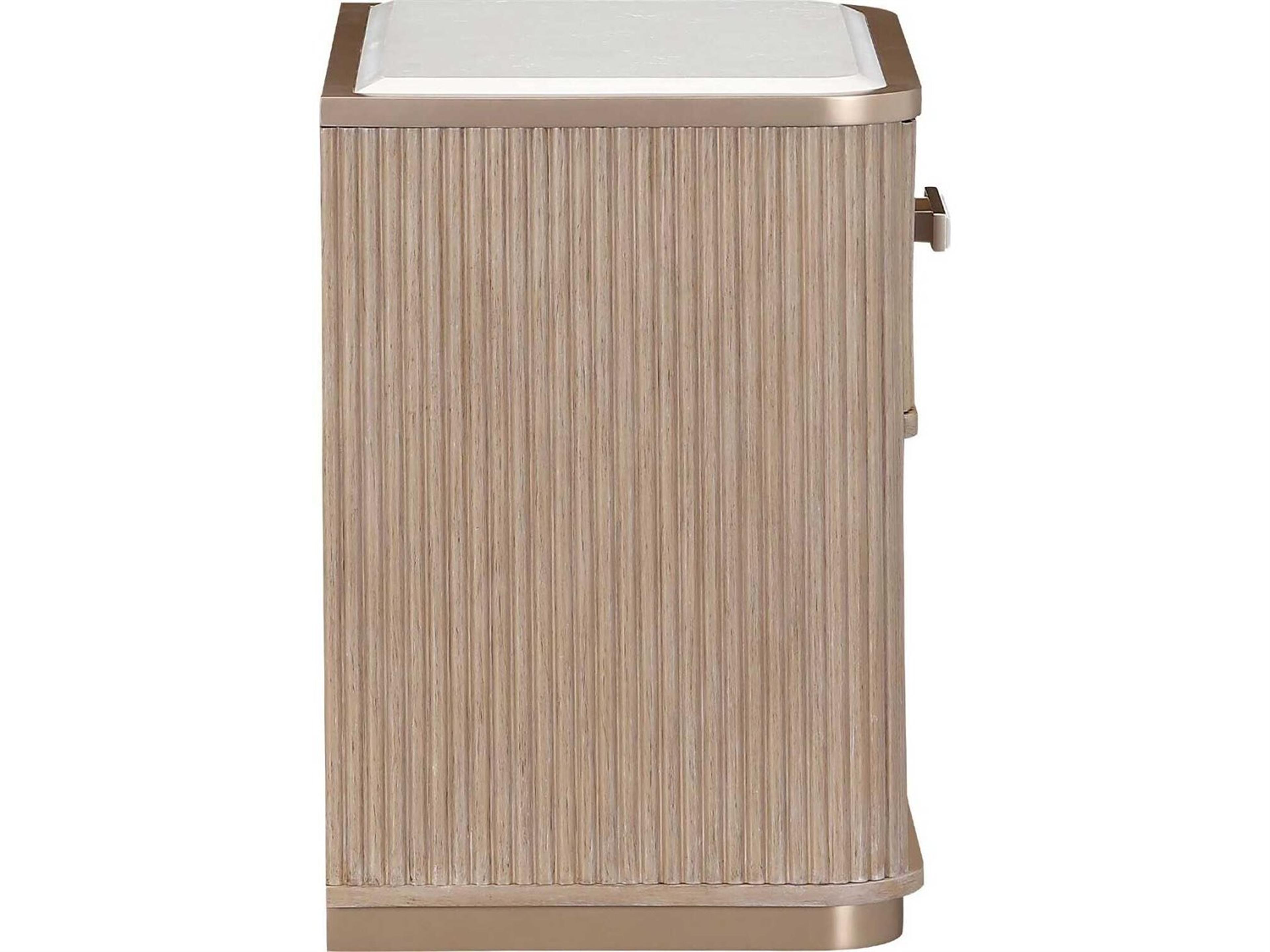 Luxecor Gilded 1-Drawer Beige Rubberwood Nightstand