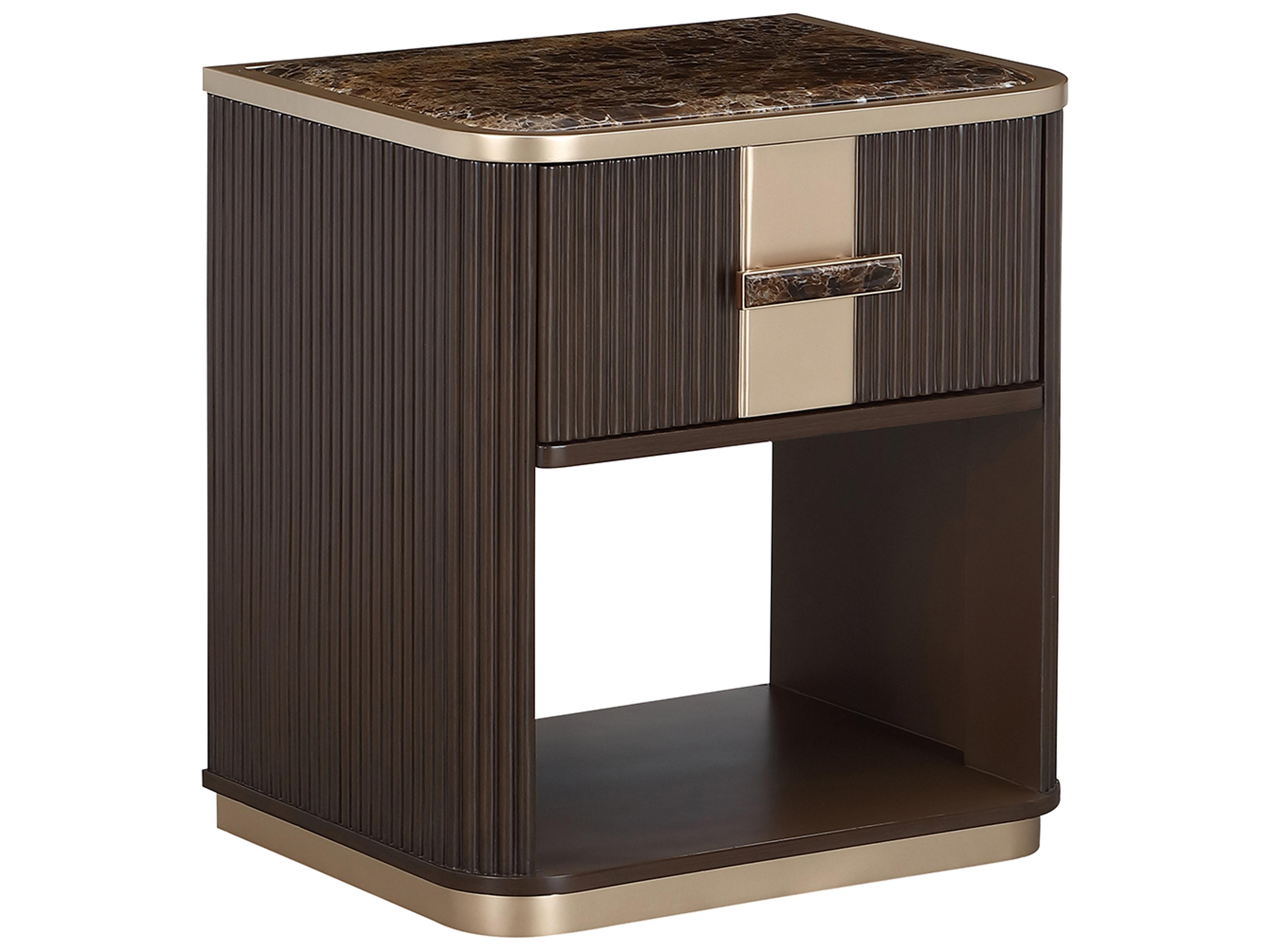West Kensington 1-Drawer Brown Rubberwood Espresso Nightstand