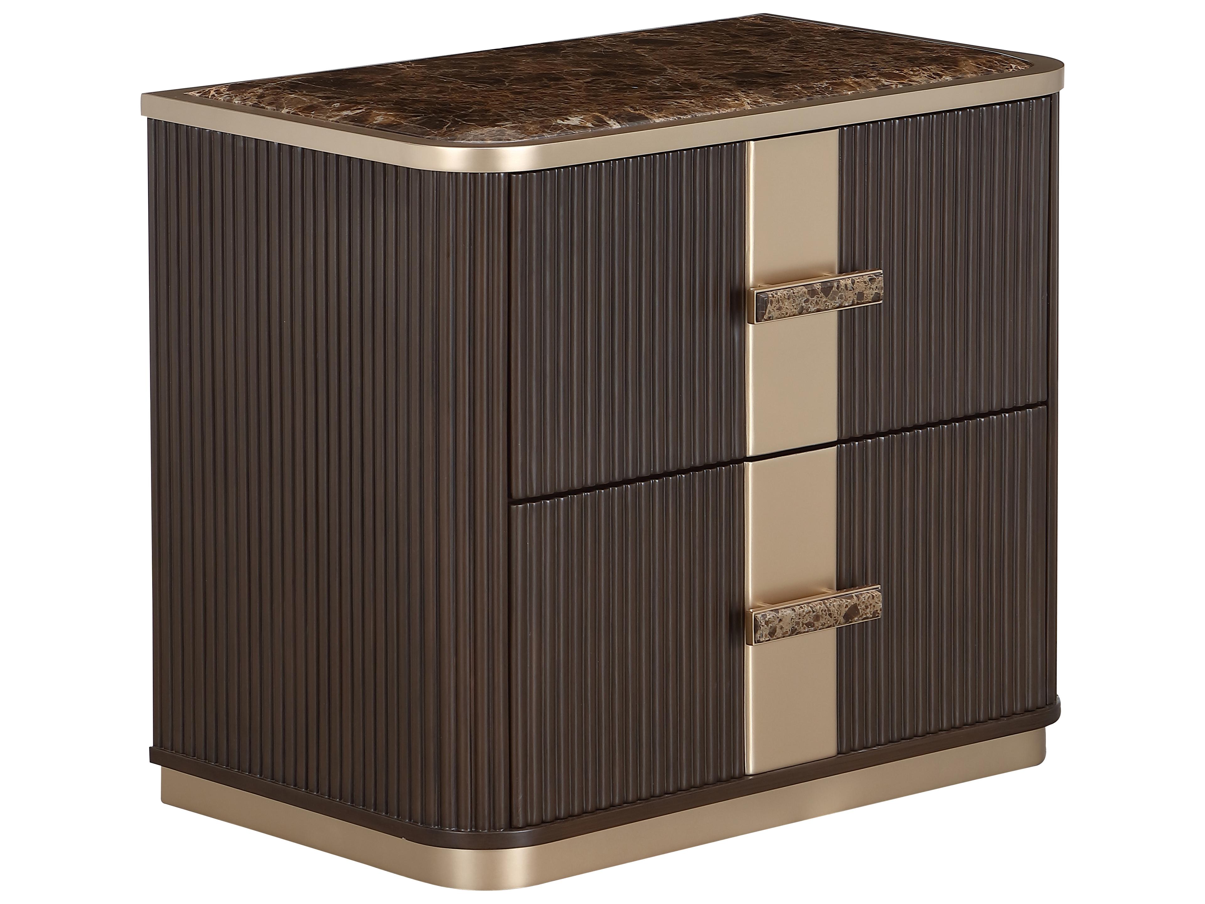 West Kensington 2-Drawers Brown Rubberwood Espresso Nightstand