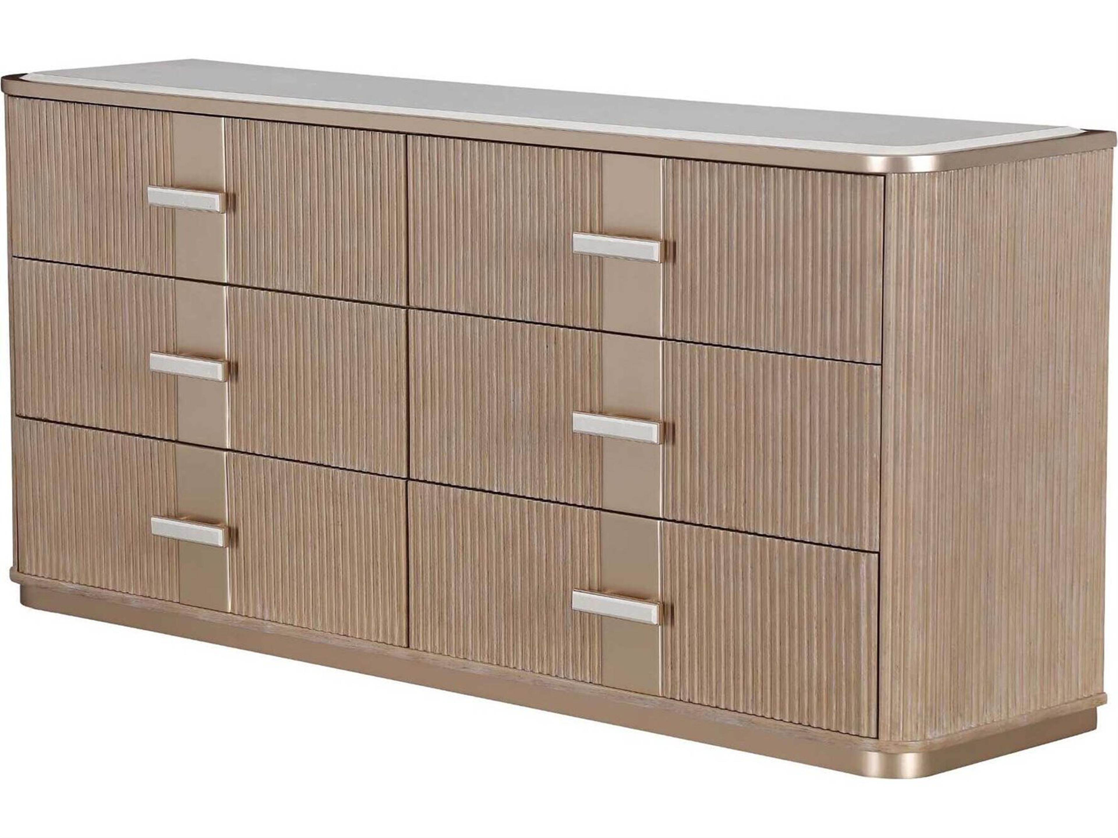 West Kensington 6-Drawers Beige Rubberwood Double Dresser