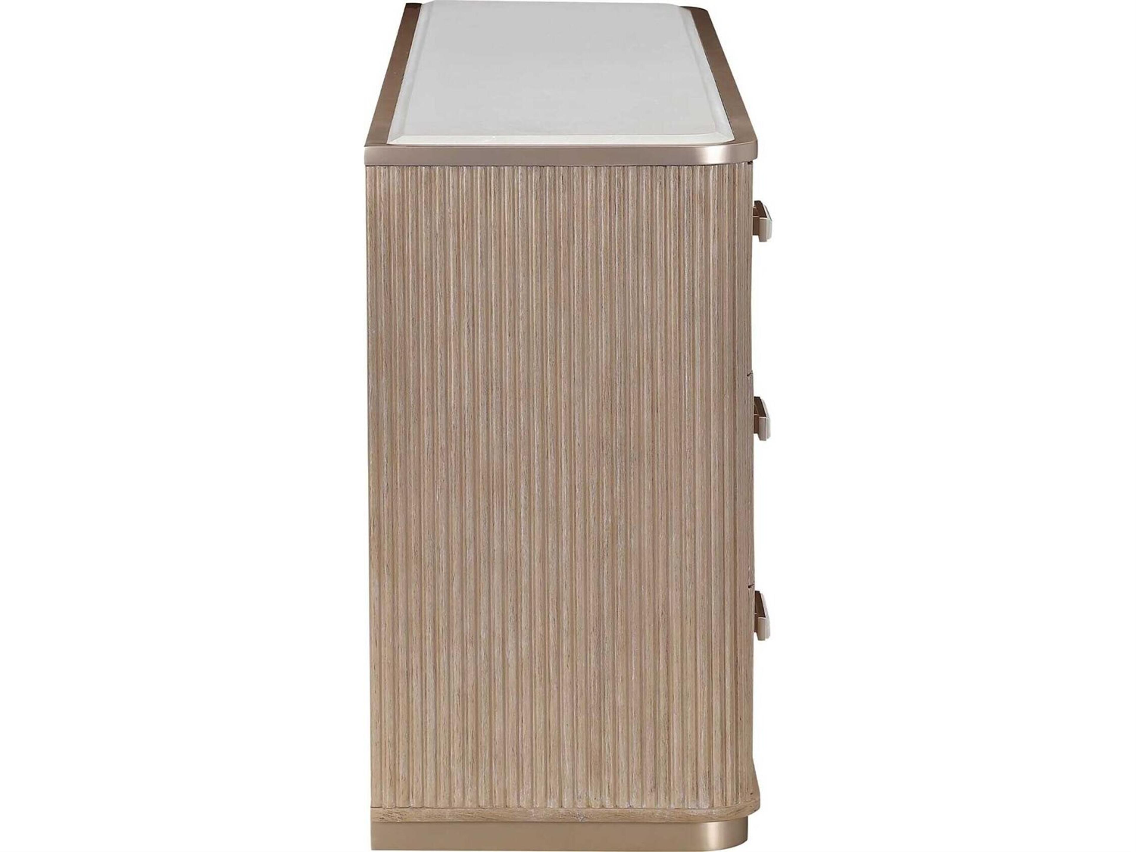 Luxecor Gilded 6-Drawers Beige Rubberwood Double Dresser