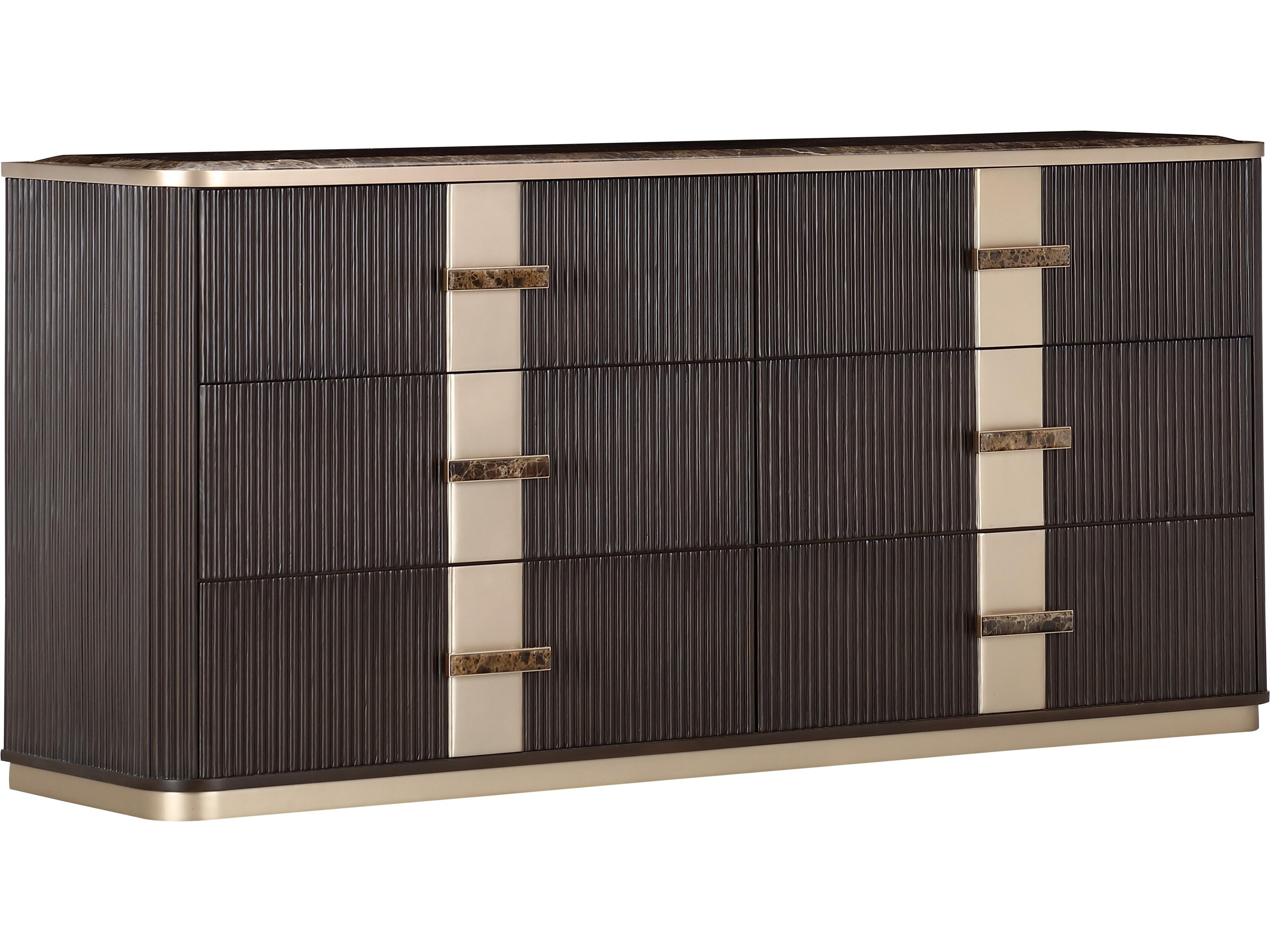 West Kensington 6-Drawers Brown Rubberwood Double Espresso Dresser