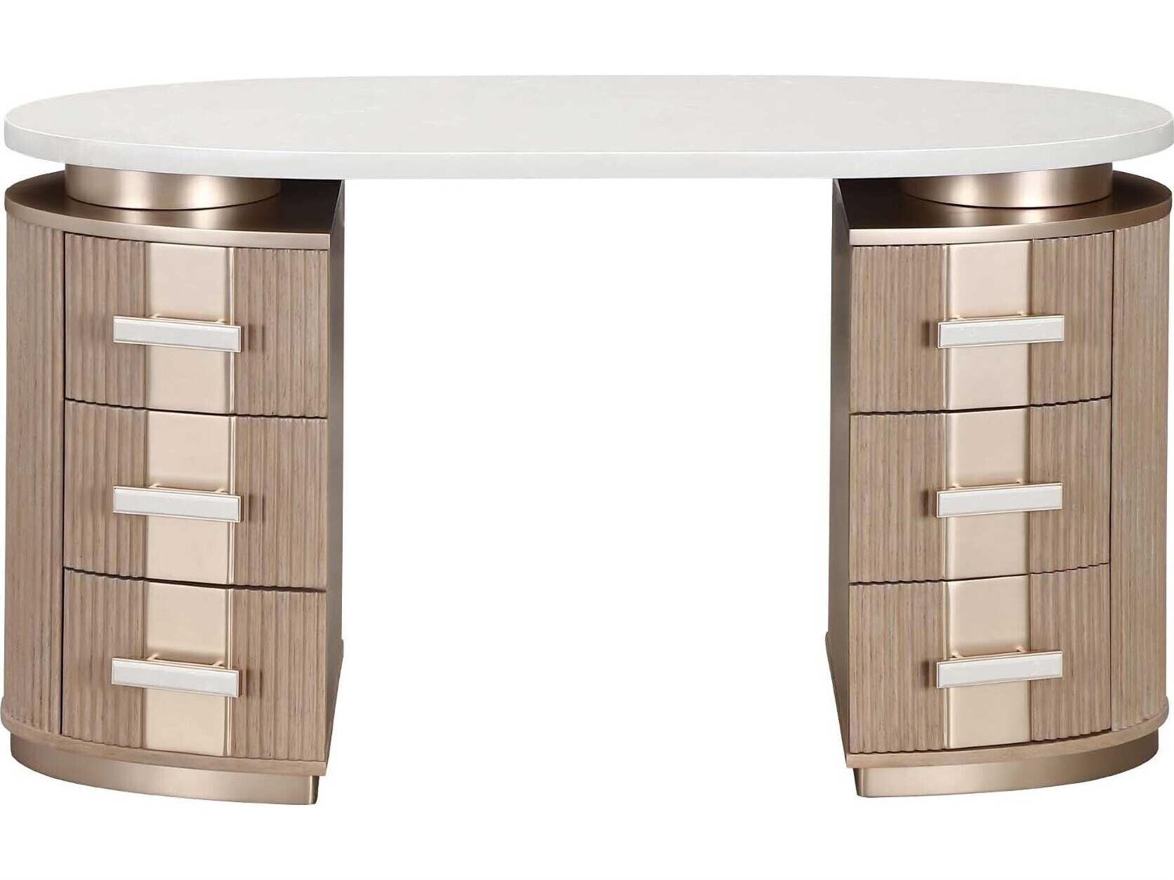 Luxecor Gilded Sea Salt Caramel Rubberwood Vanity Table