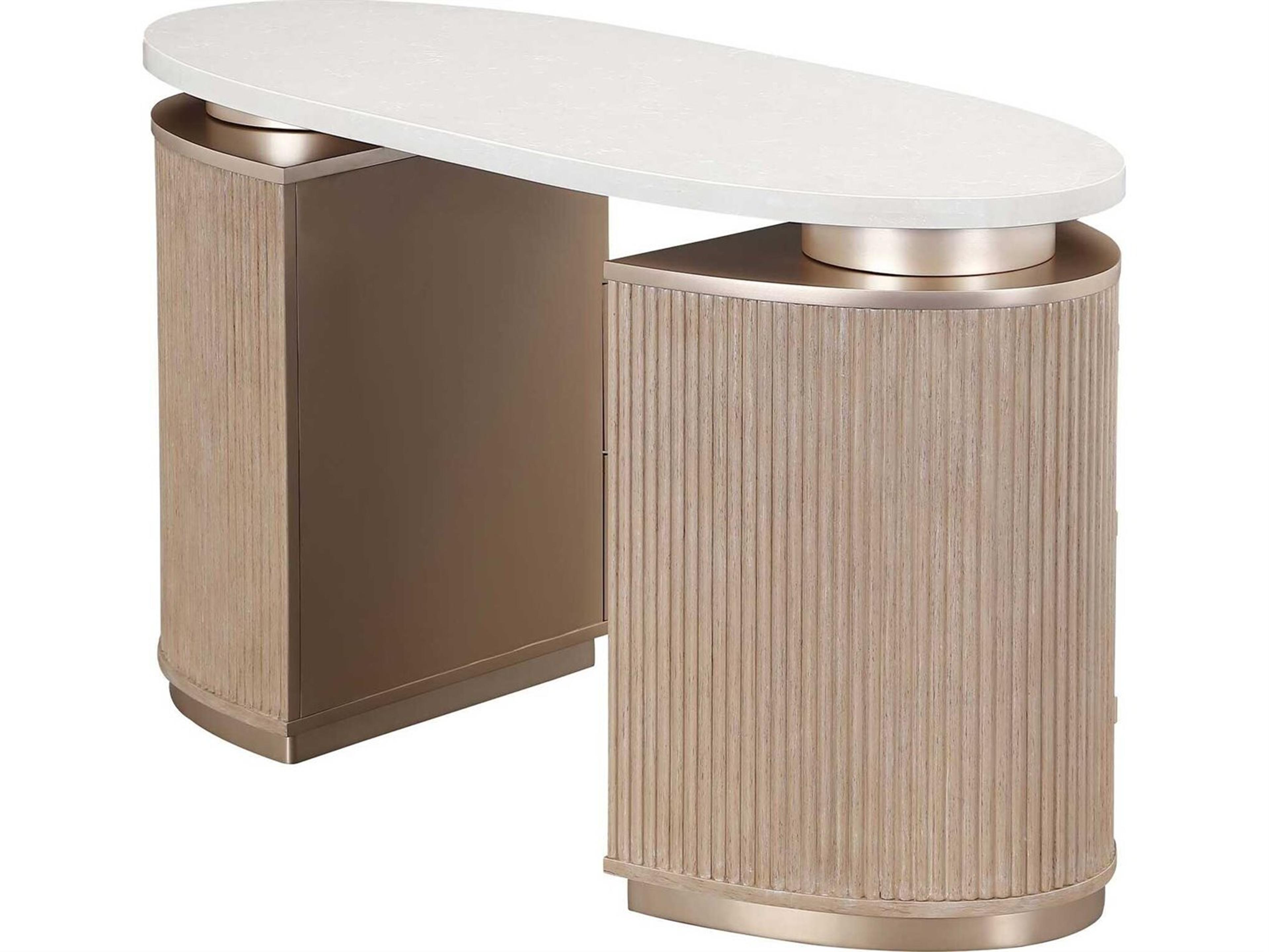 Luxecor Gilded Sea Salt Caramel Rubberwood Vanity Table