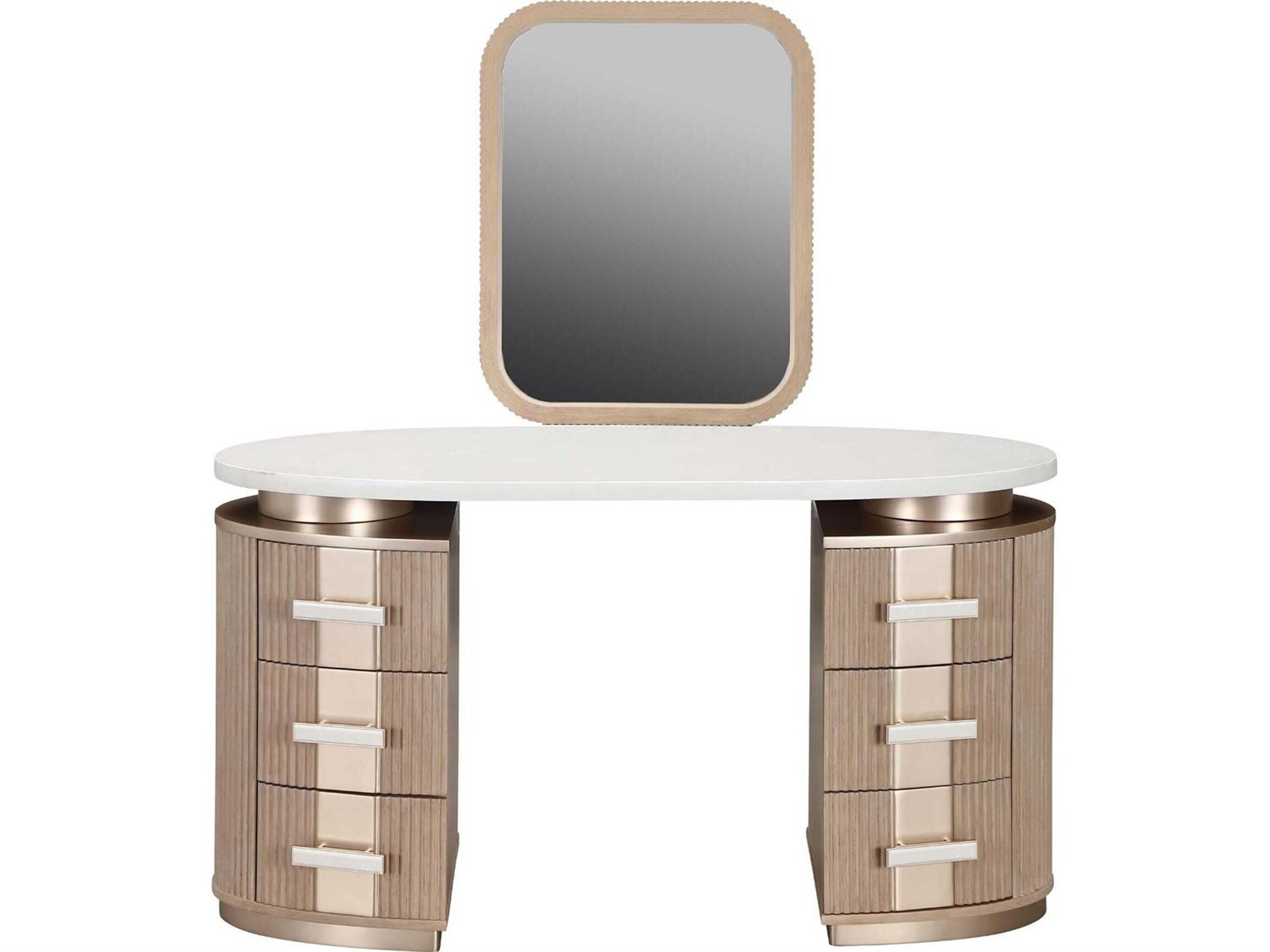 Luxecor Gilded Sea Salt Caramel Rubberwood Vanity Table