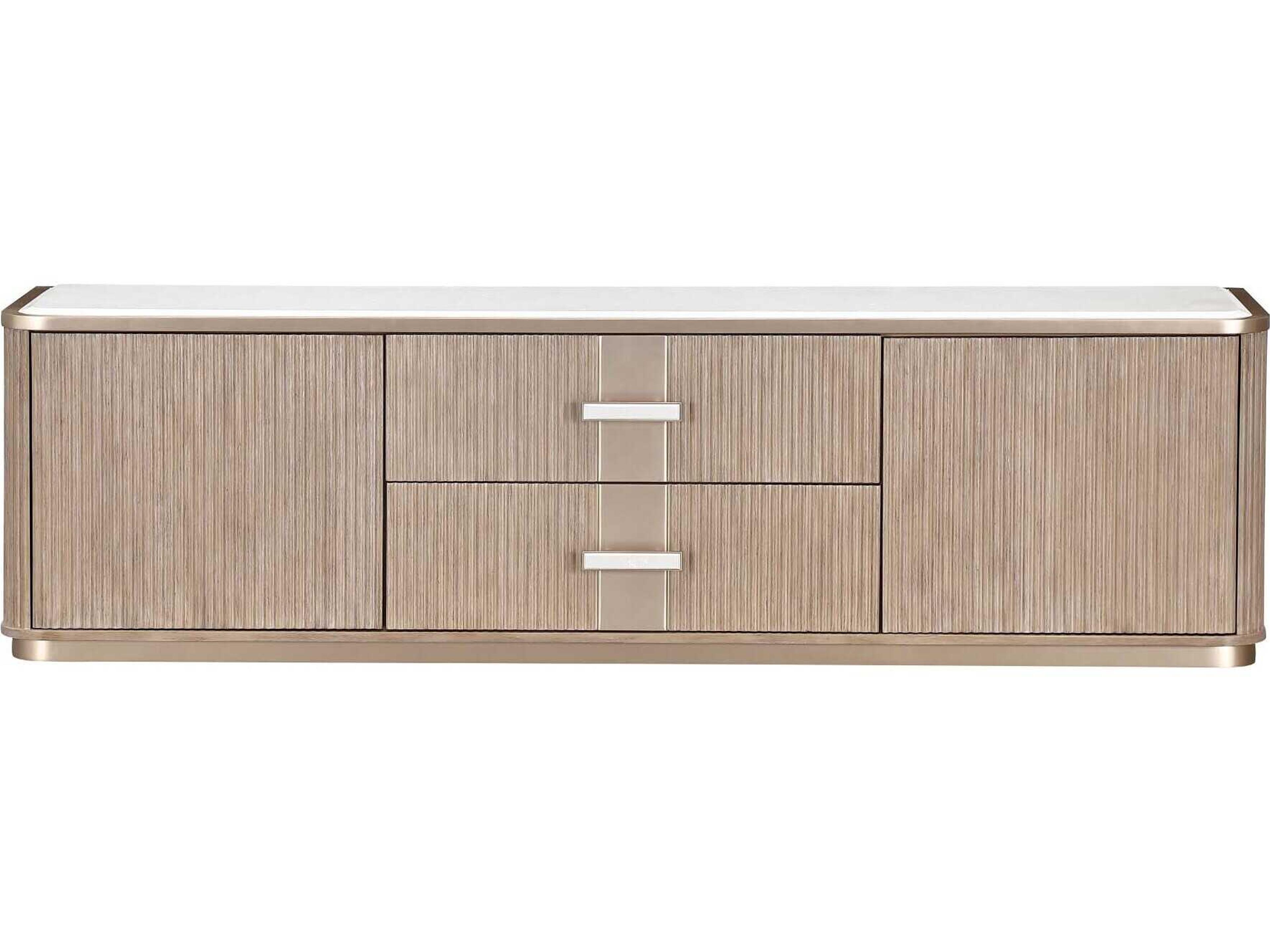 Luxecor Gilded 80" Rubberwood Sea Salt Caramel Media Console