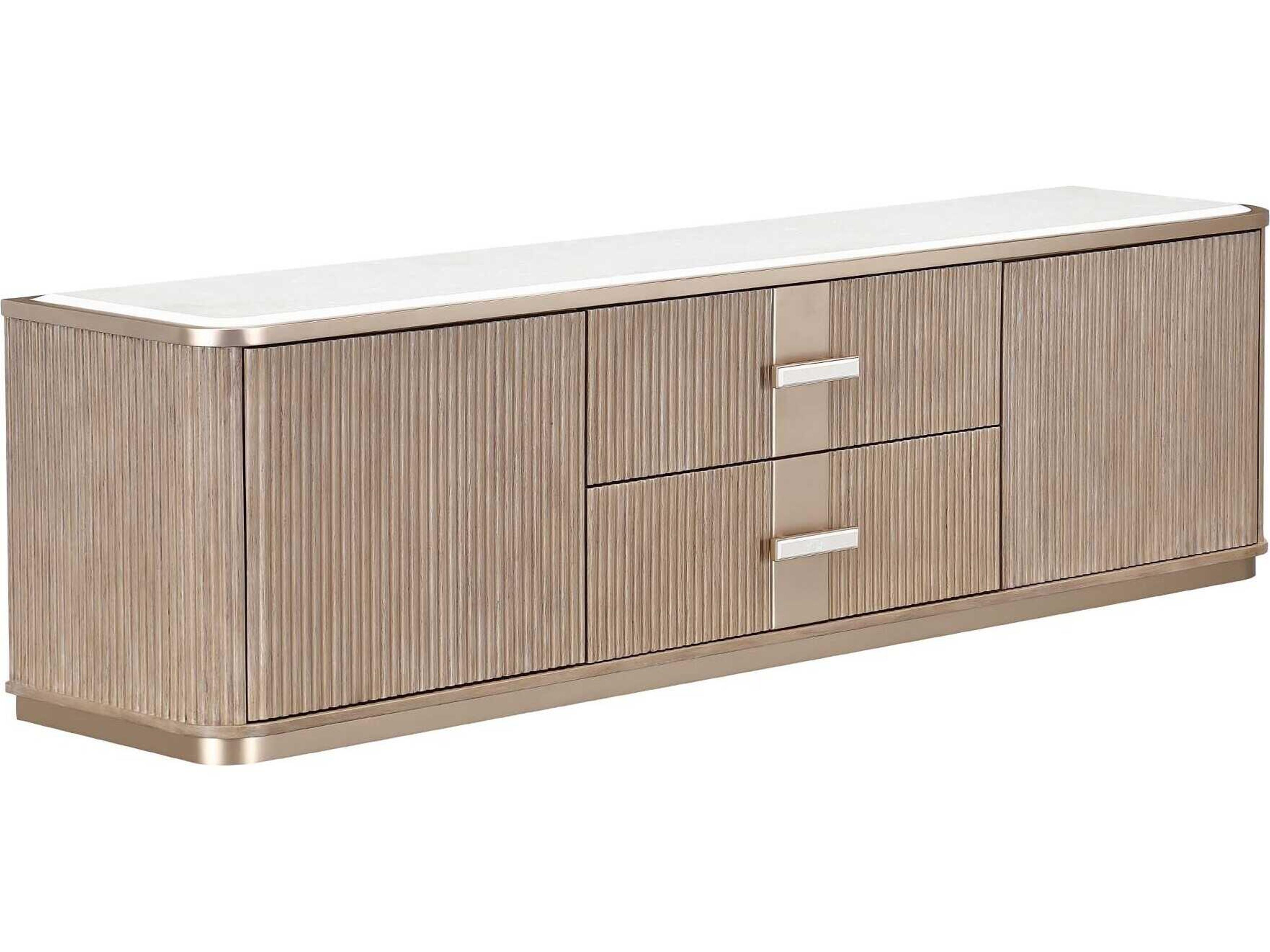 Luxecor Gilded 80" Rubberwood Sea Salt Caramel Media Console