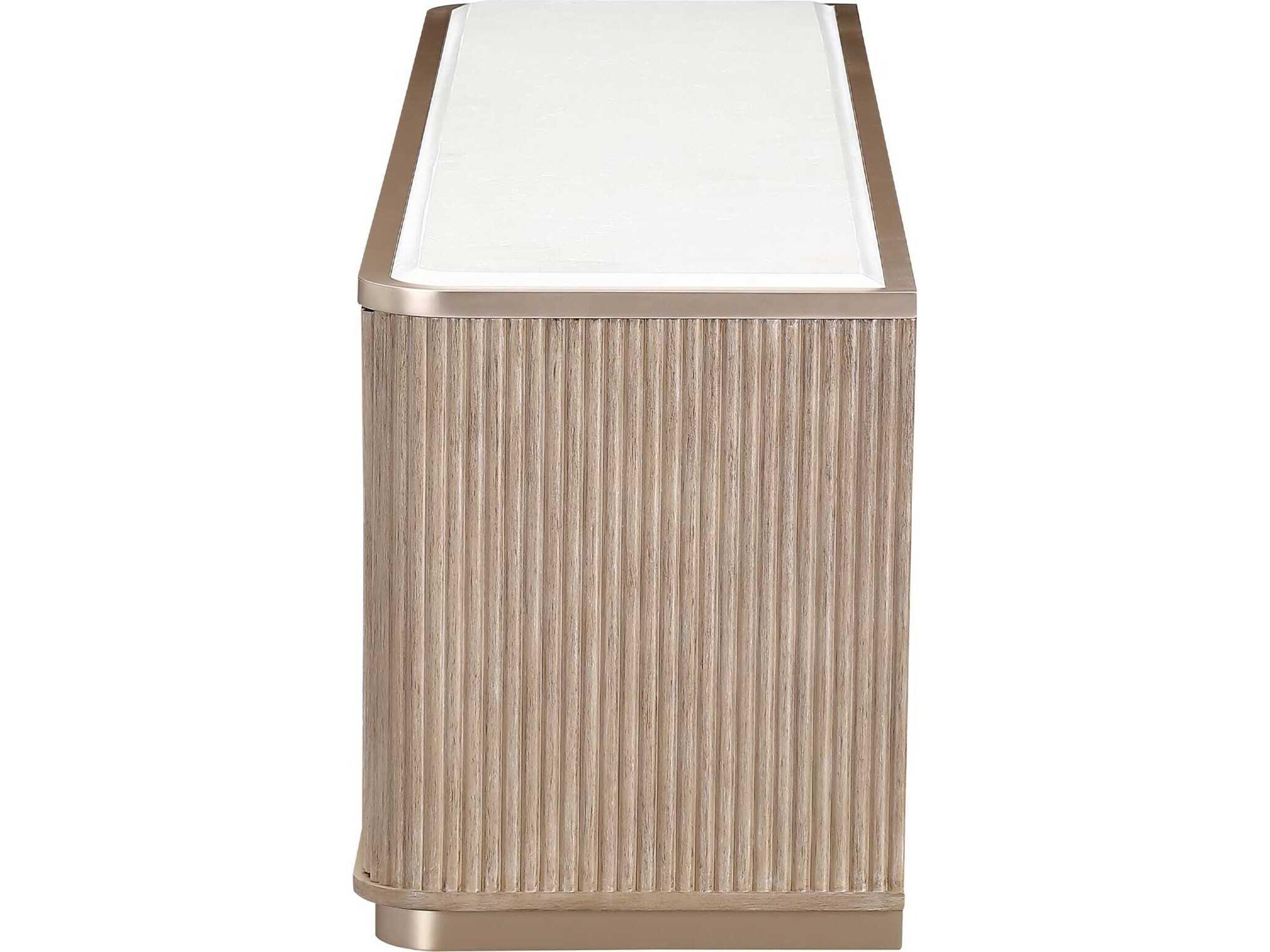 Luxecor Gilded 80" Rubberwood Sea Salt Caramel Media Console