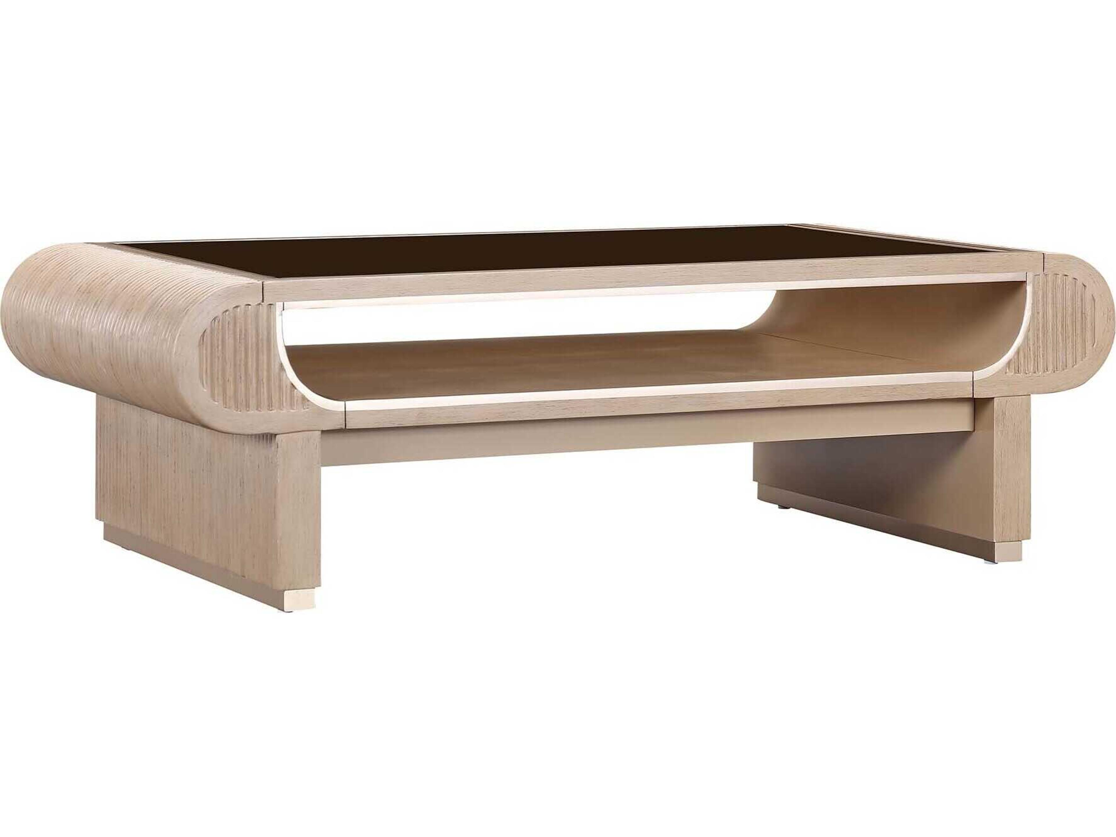 Luxecor Gilded Rectangular Glass Sea Salt Caramel Coffee Table