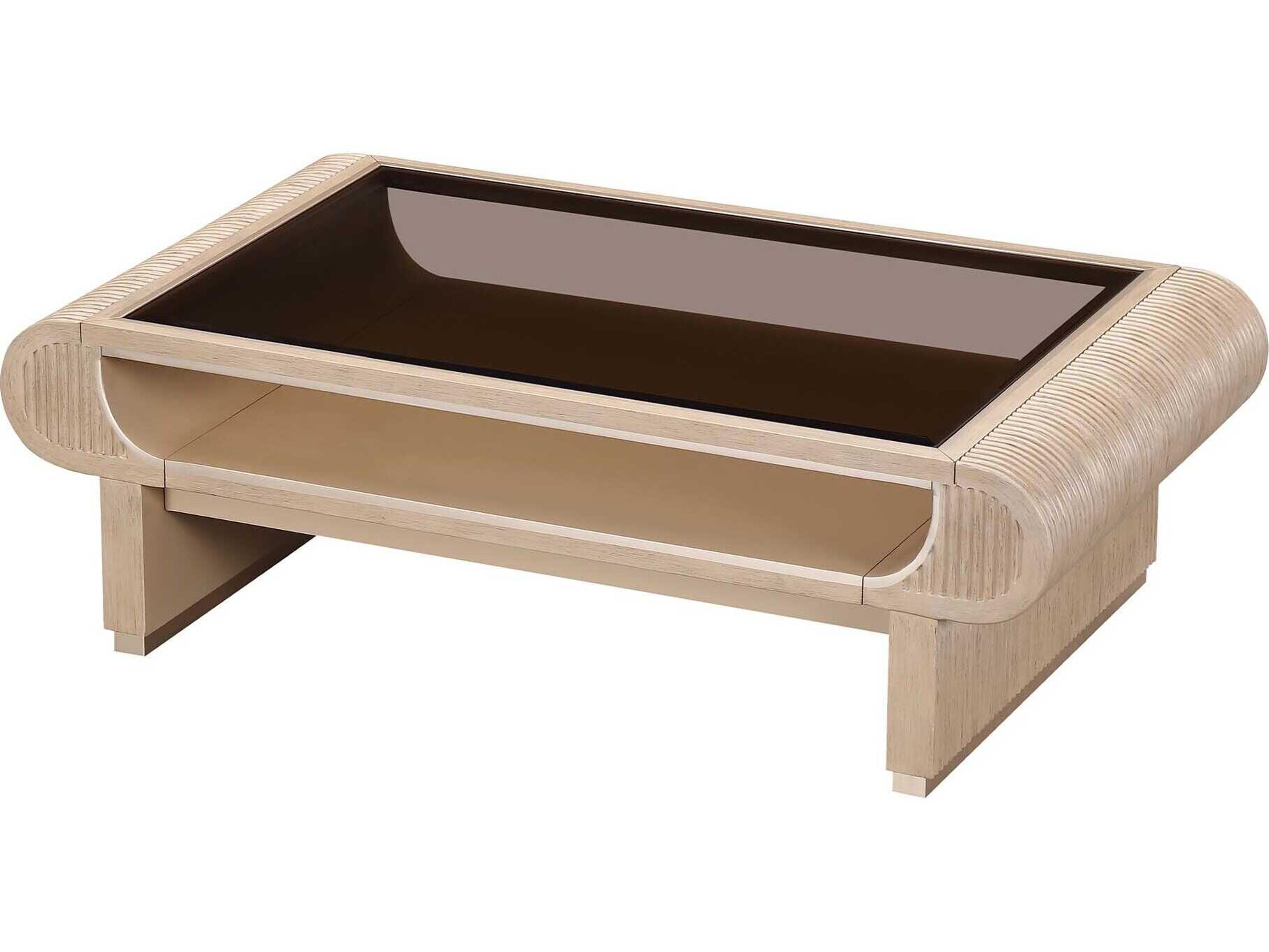 Luxecor Gilded Rectangular Glass Sea Salt Caramel Coffee Table