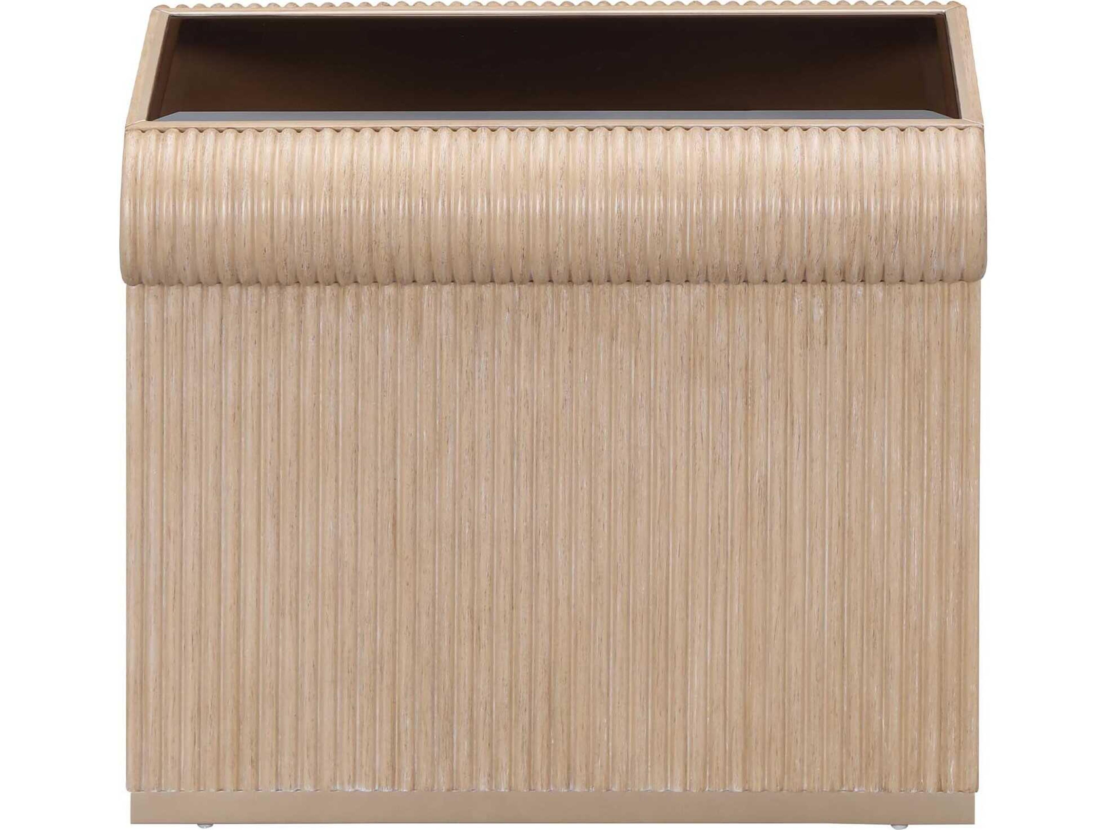 Michael Amini West Kensington Rectangular Glass Sea Salt Caramel End Table