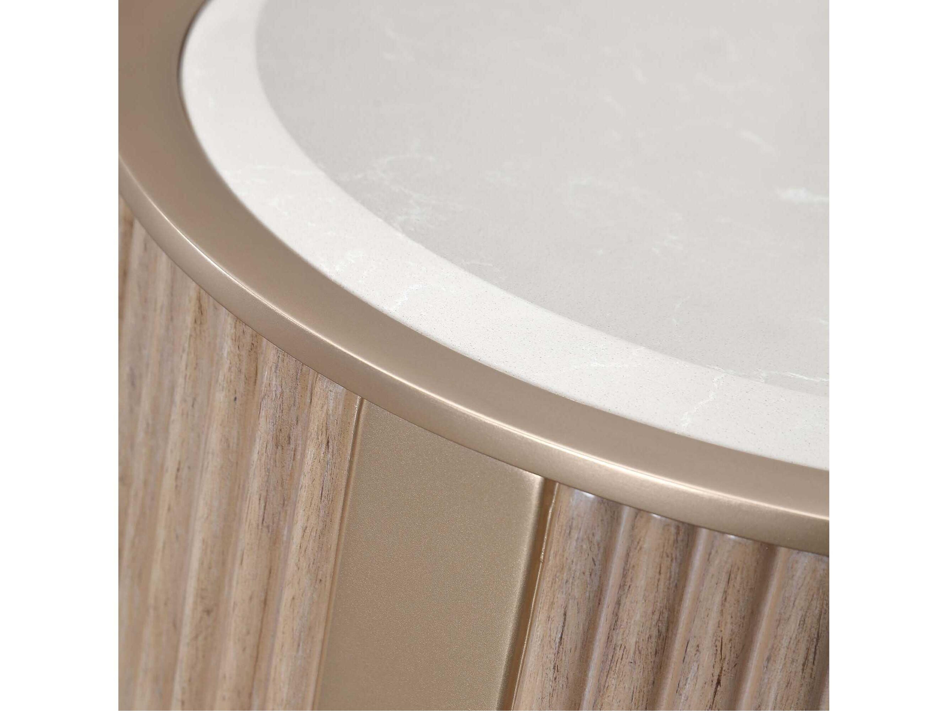 Michael Amini West Kensington Round Marble Sea Salt Caramel End Table