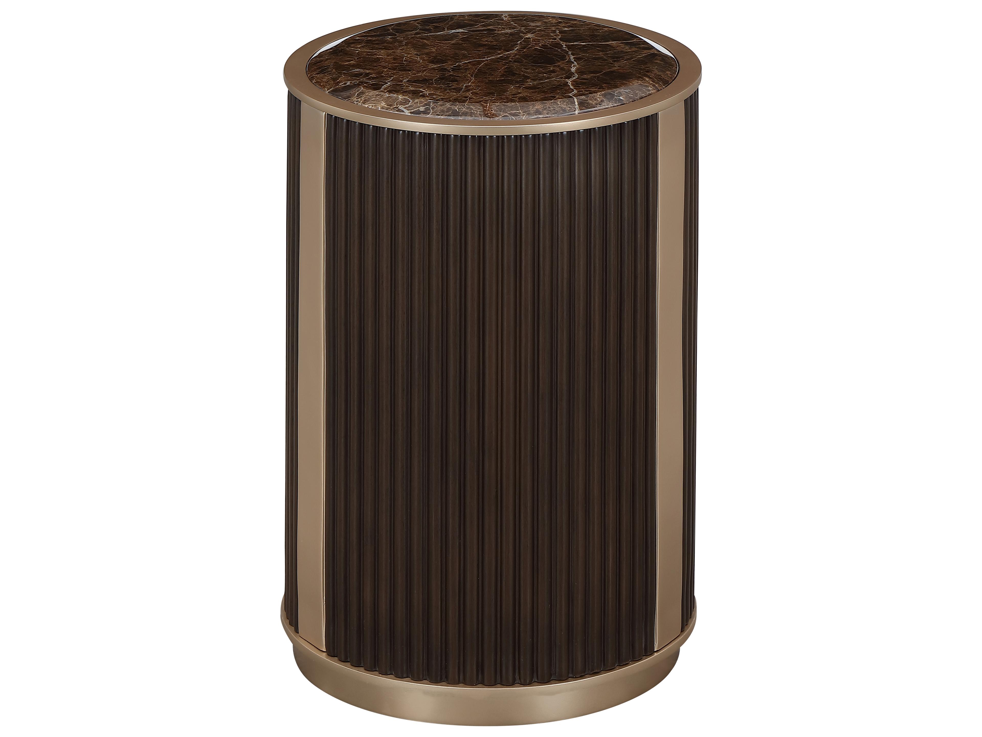 Michael Amini West Kensington Round Marble Espresso End Table