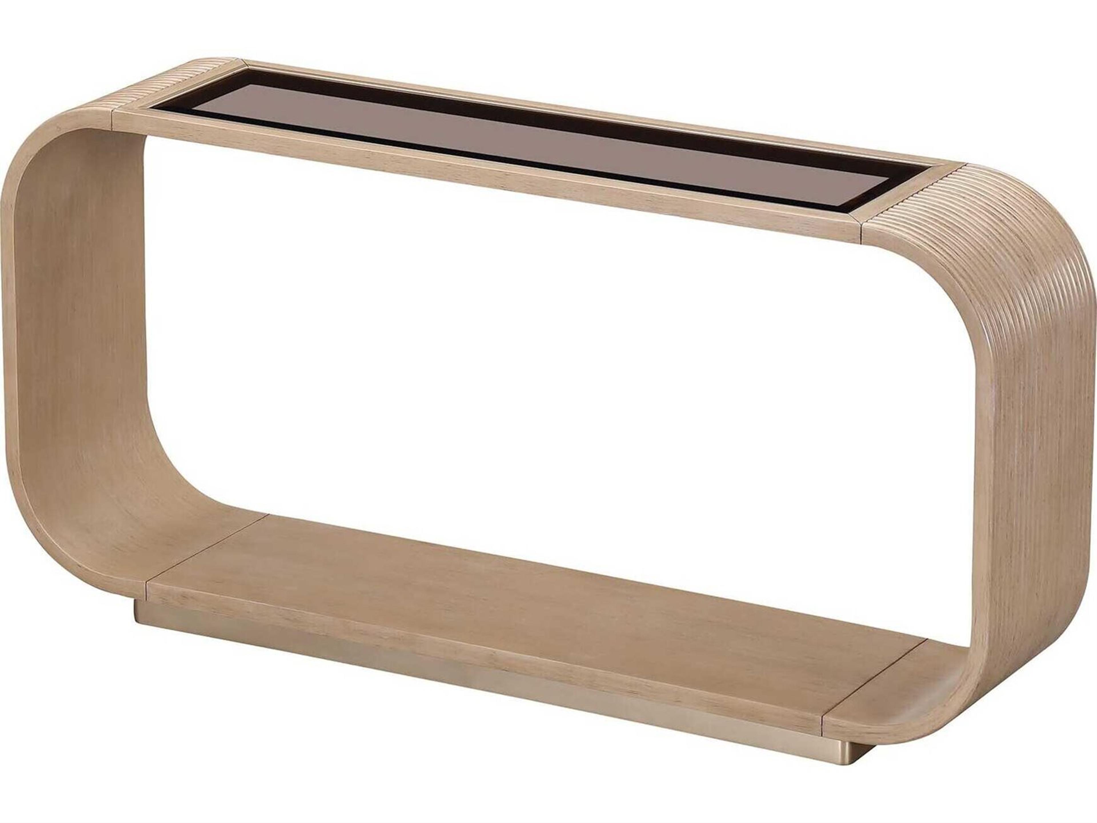 Luxecor Gilded Rectangular Glass Sea Salt Caramel Console Table