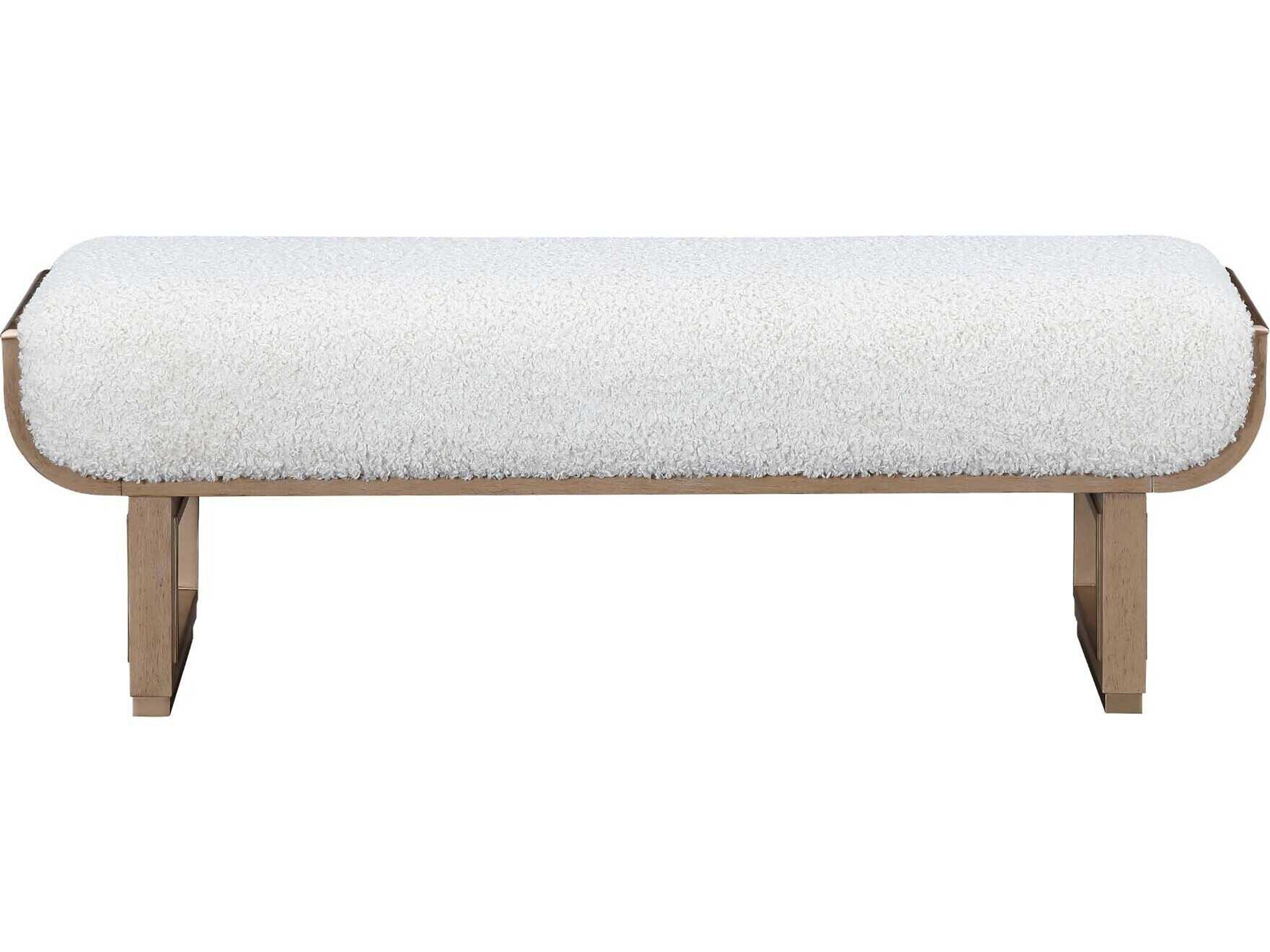 Luxecor Gilded Sea Salt Caramel Beige Upholstered Accent Bench