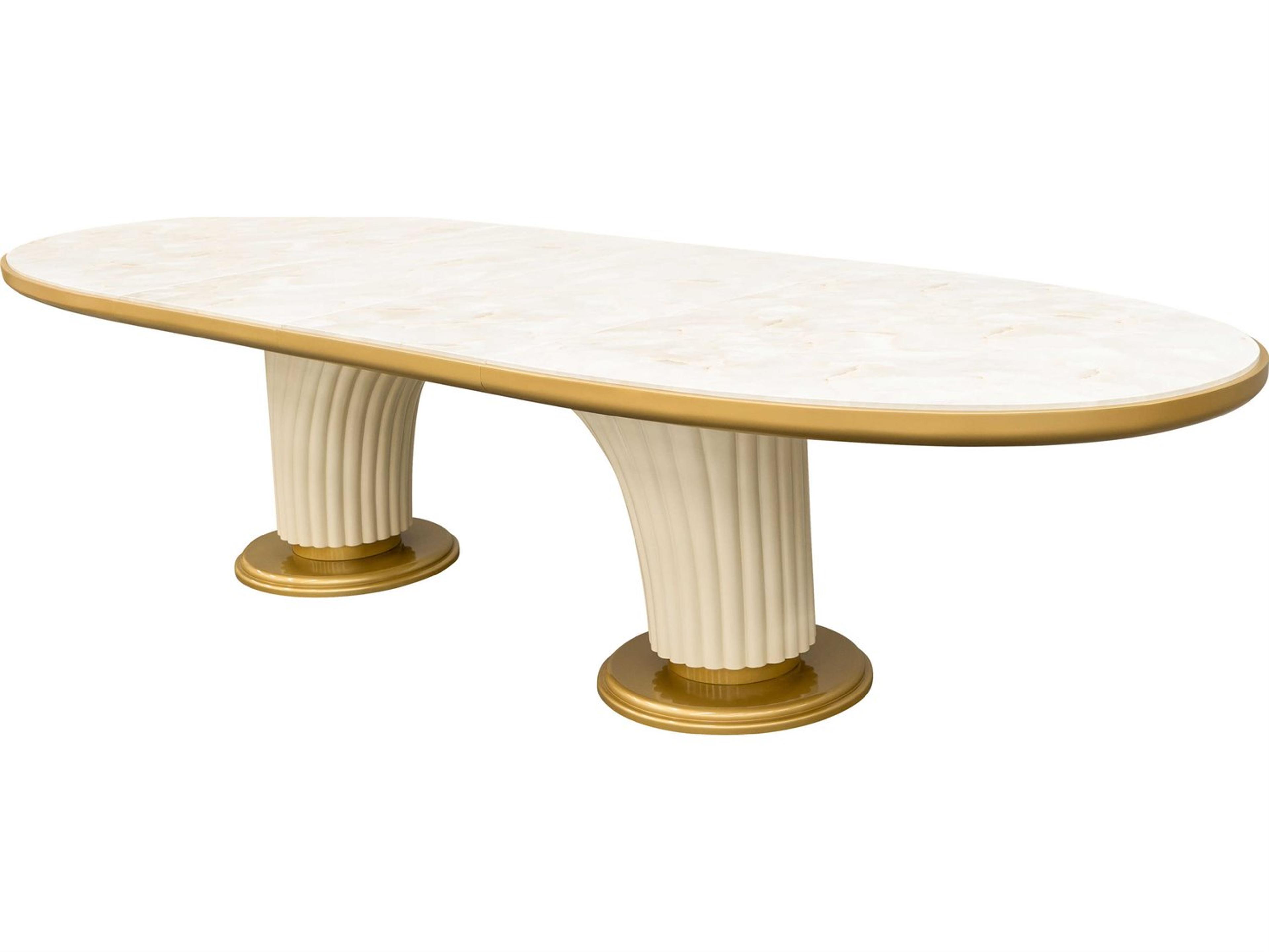 Luxecor Gilded Oval Wood Light Champagne Dining Table