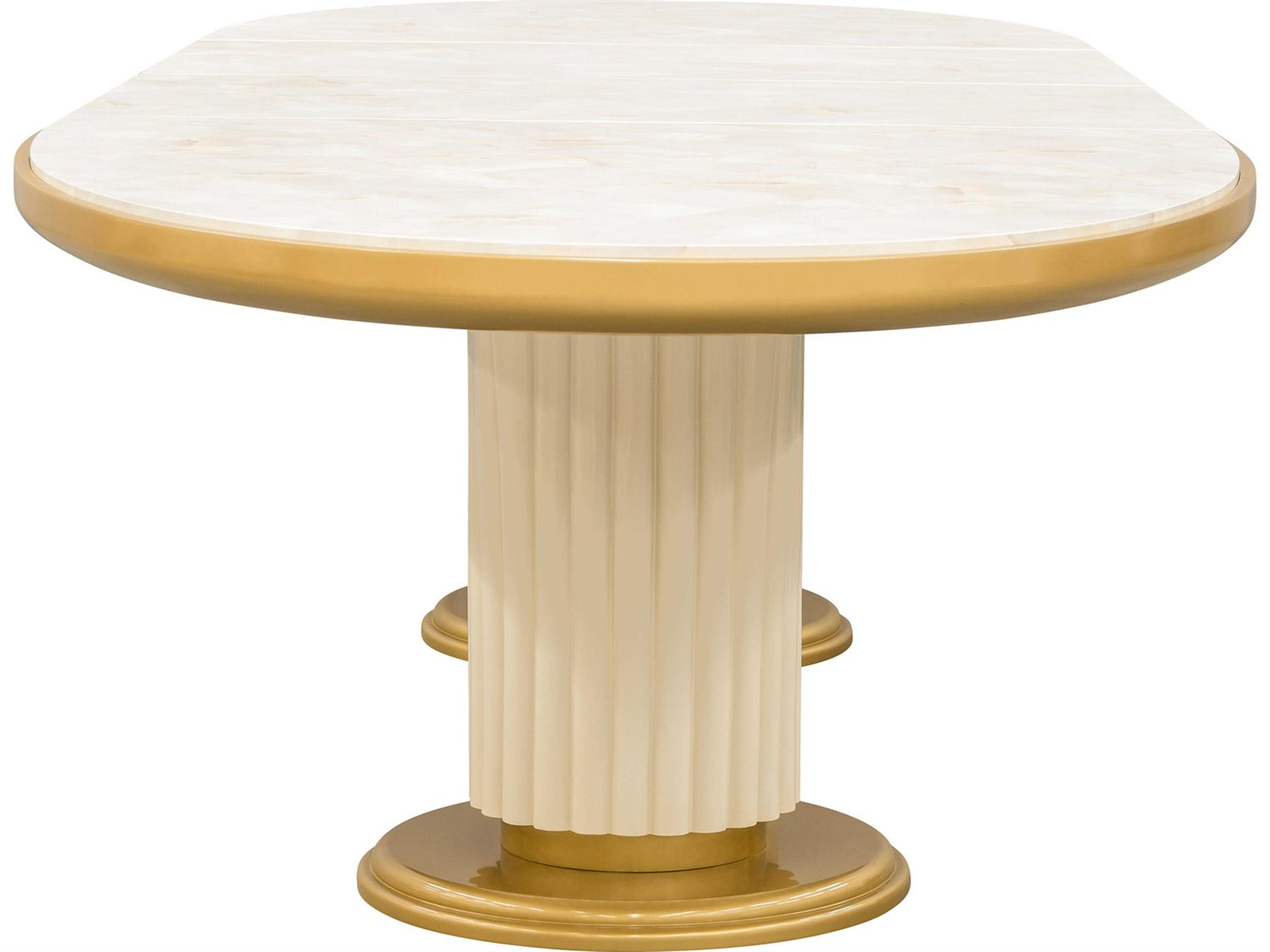Luxecor Gilded Oval Wood Light Champagne Dining Table