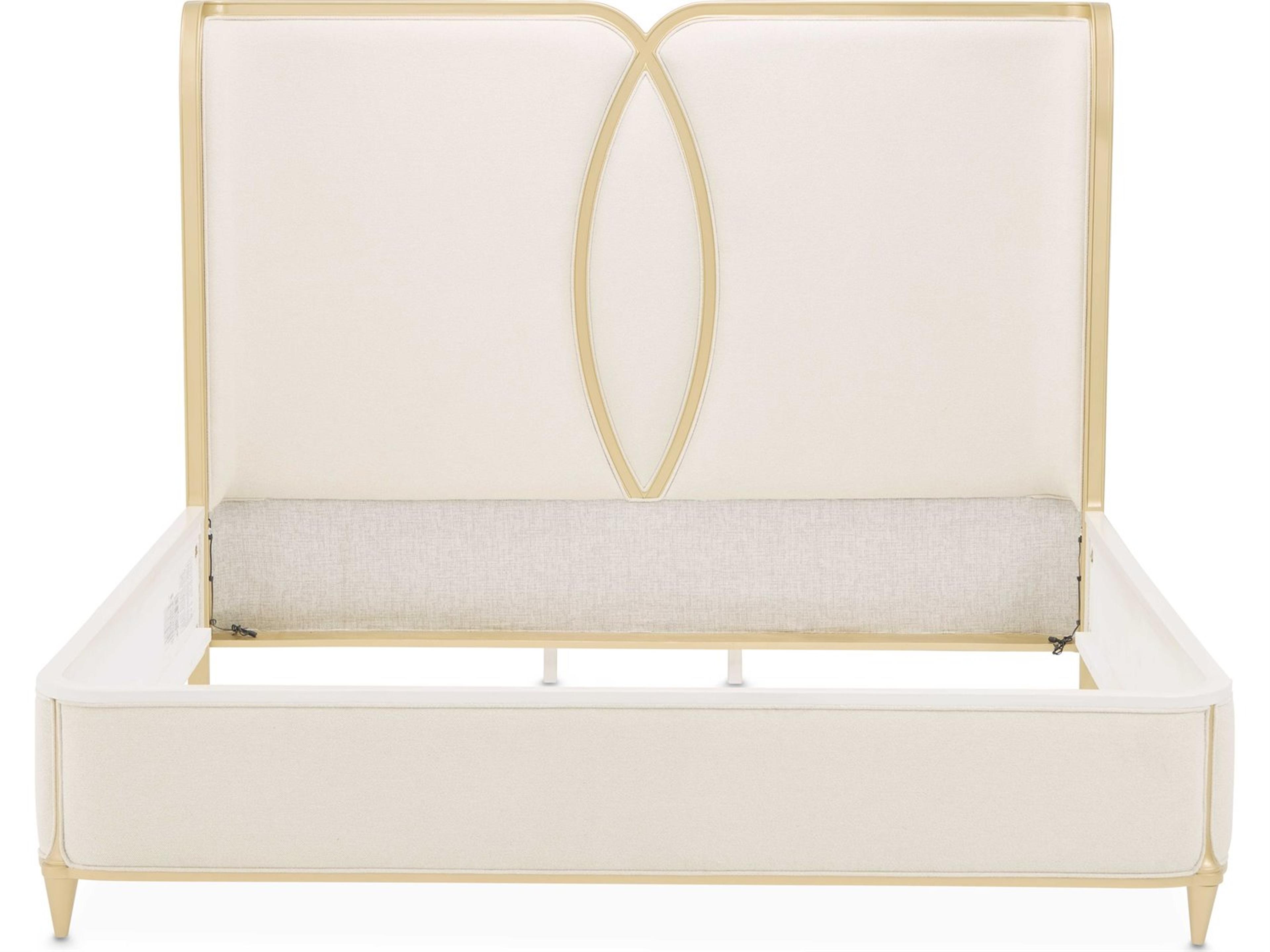 Luxecor Gilded Light Champagne Gold Poplar Wood Upholstered California King Platform Bed