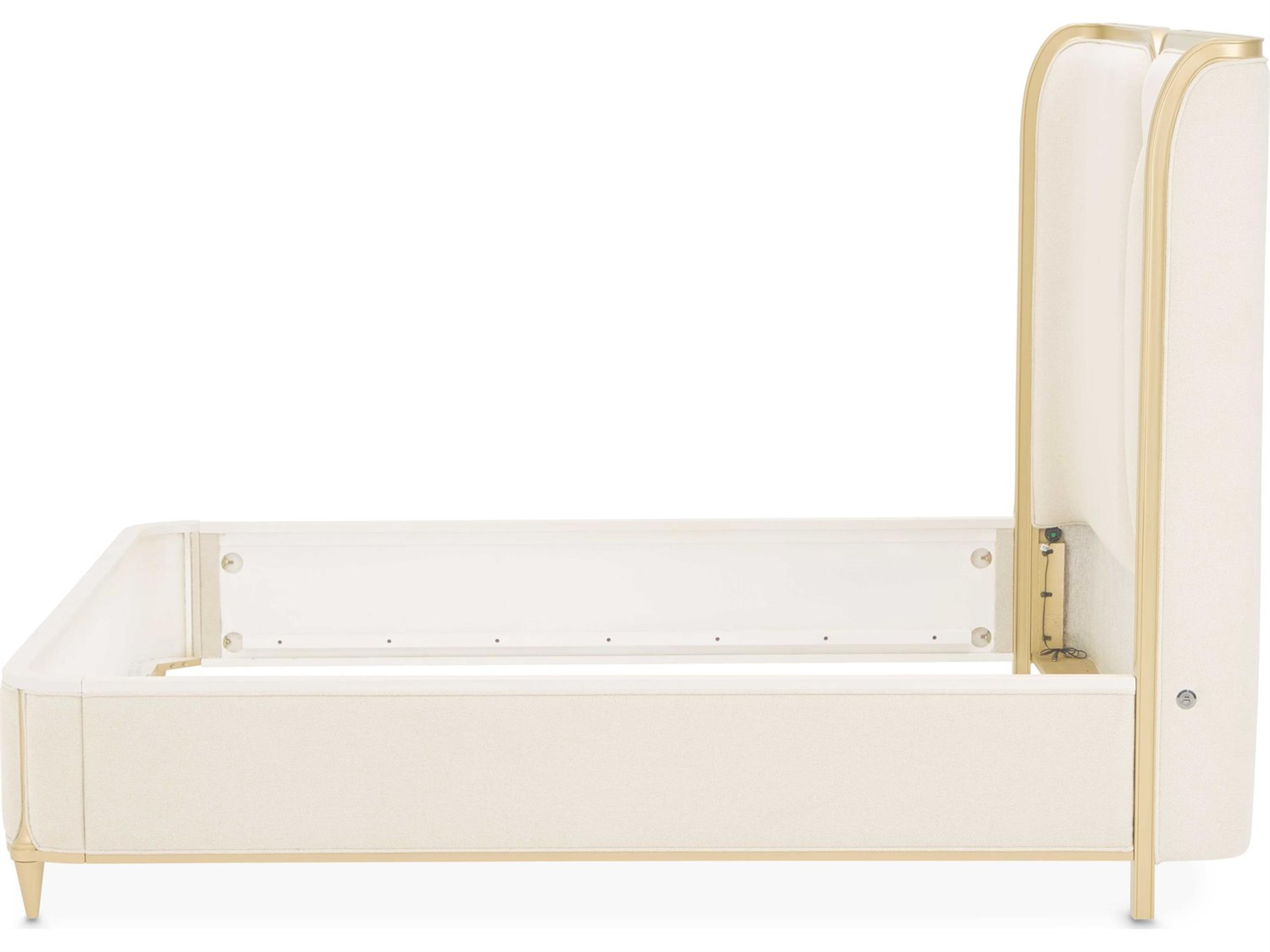 Luxecor Gilded Light Champagne Gold Poplar Wood Upholstered California King Platform Bed