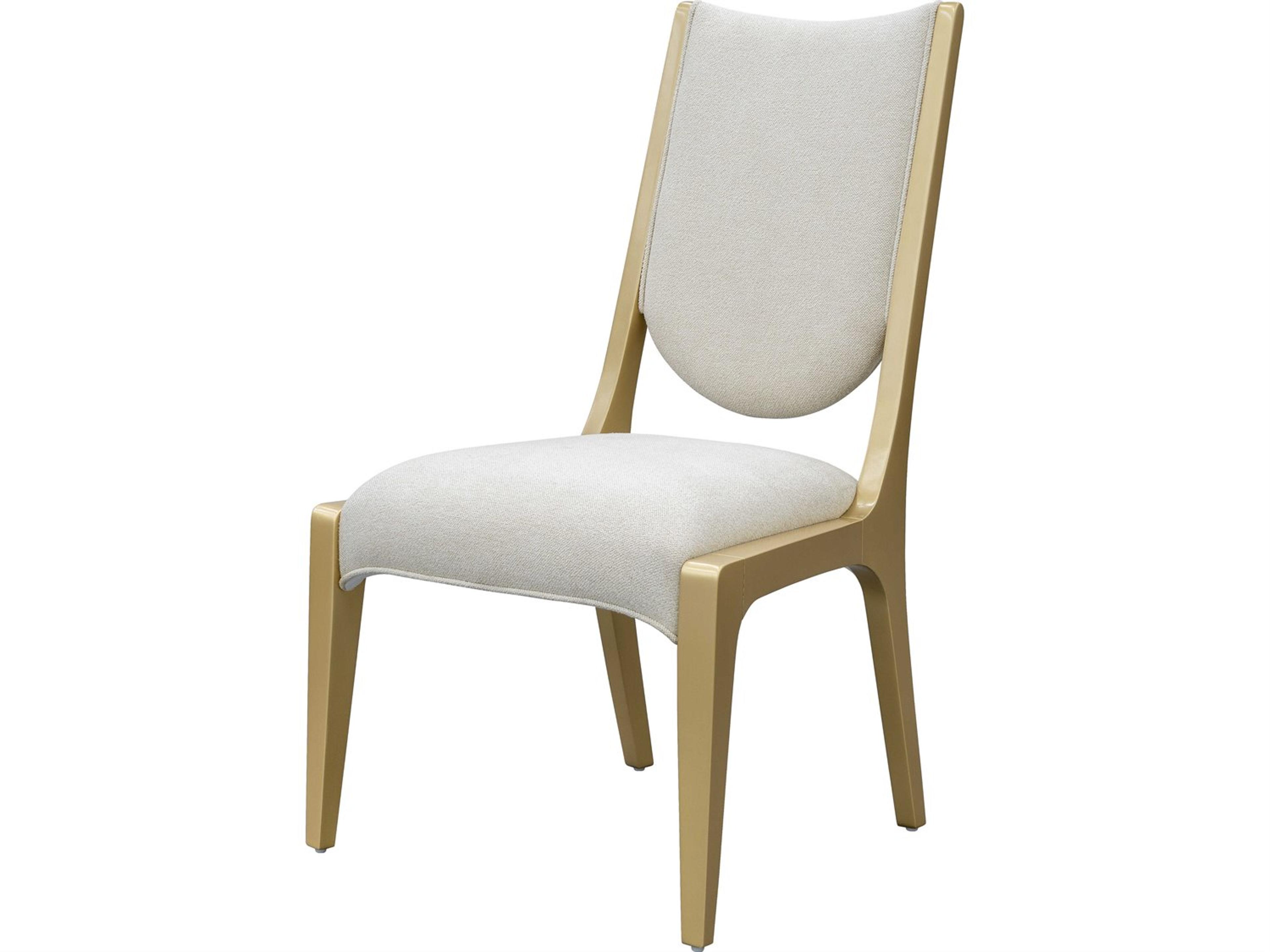 Gilded Poplar Wood Gold Upholstered Armless Dining Chair Set of 2