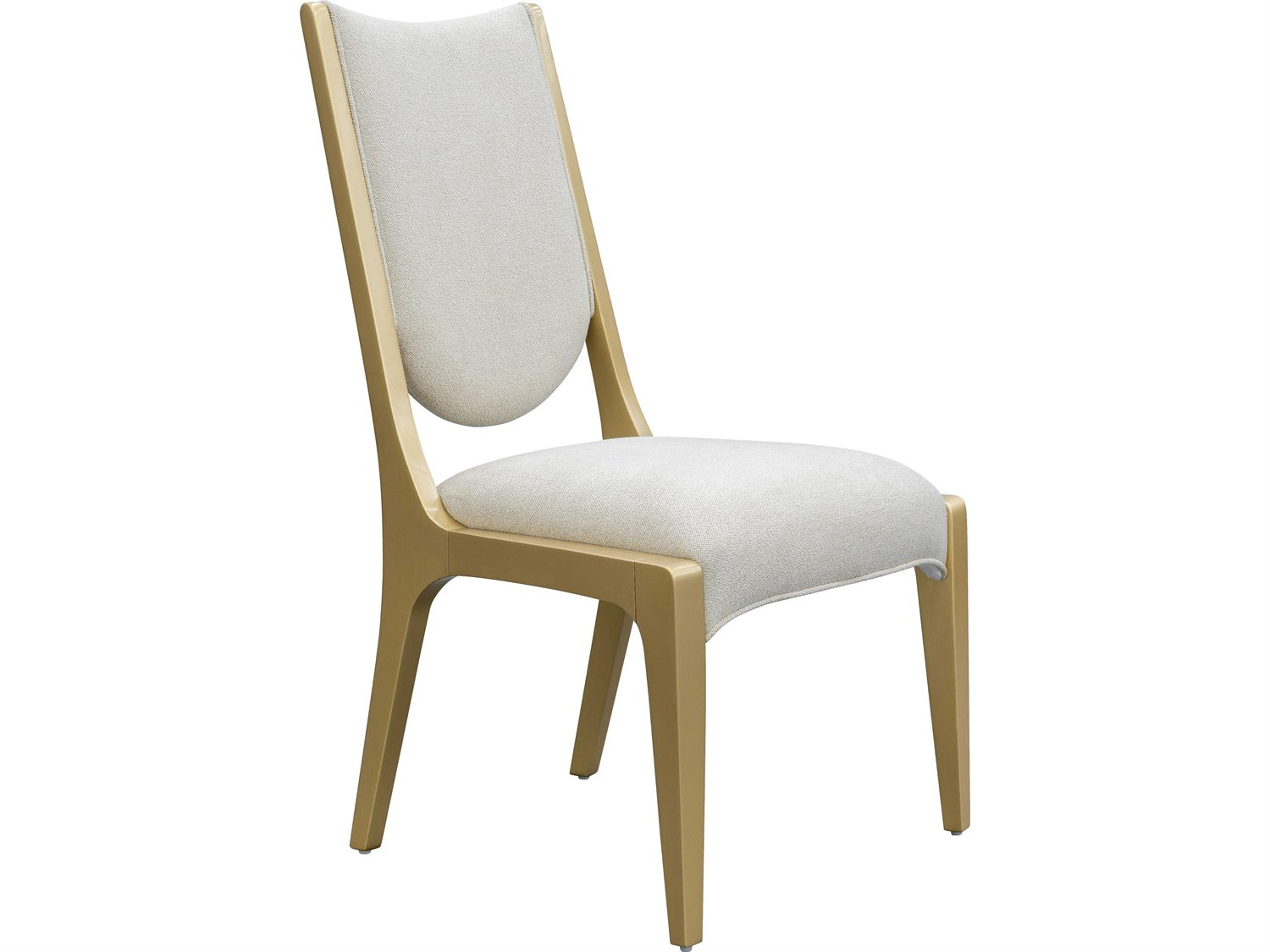 Luxecor Gilded Poplar Wood Gold Upholstered Armless Dining Chair Set of 2