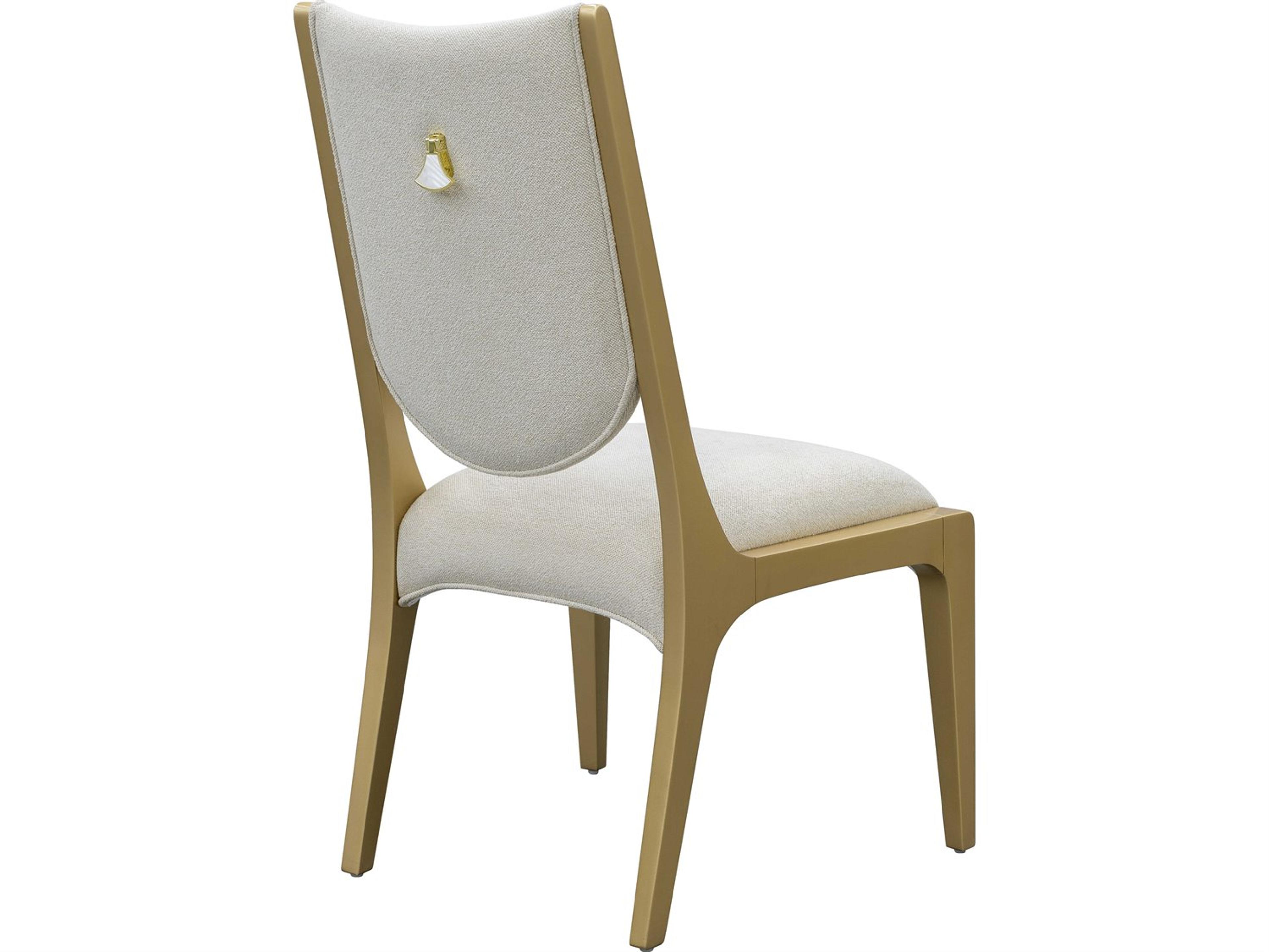 Luxecor Gilded Poplar Wood Gold Upholstered Armless Dining Chair Set of 2