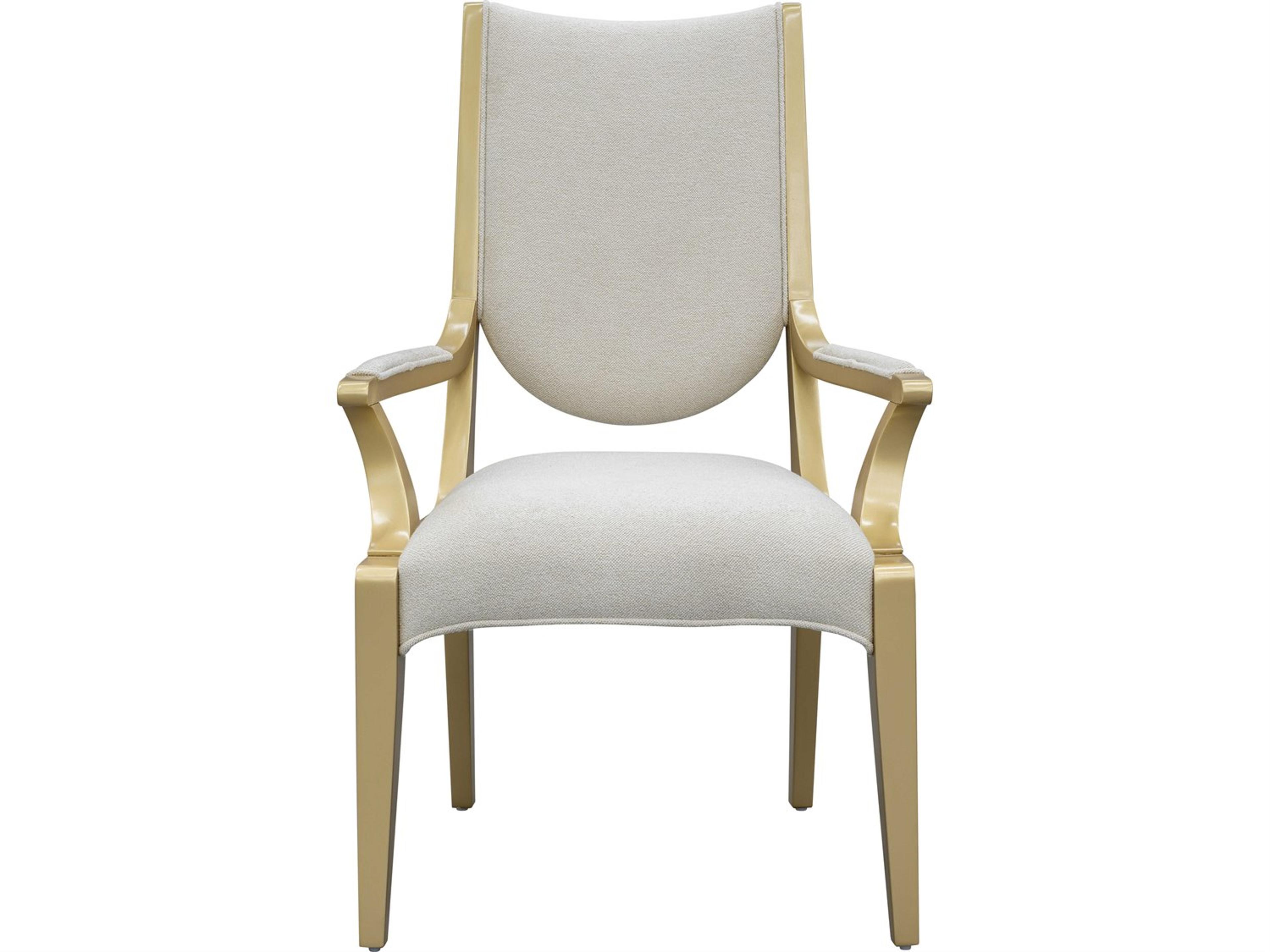 Luxecor Gilded Poplar Wood Gold Upholstered Arm Dining Chair