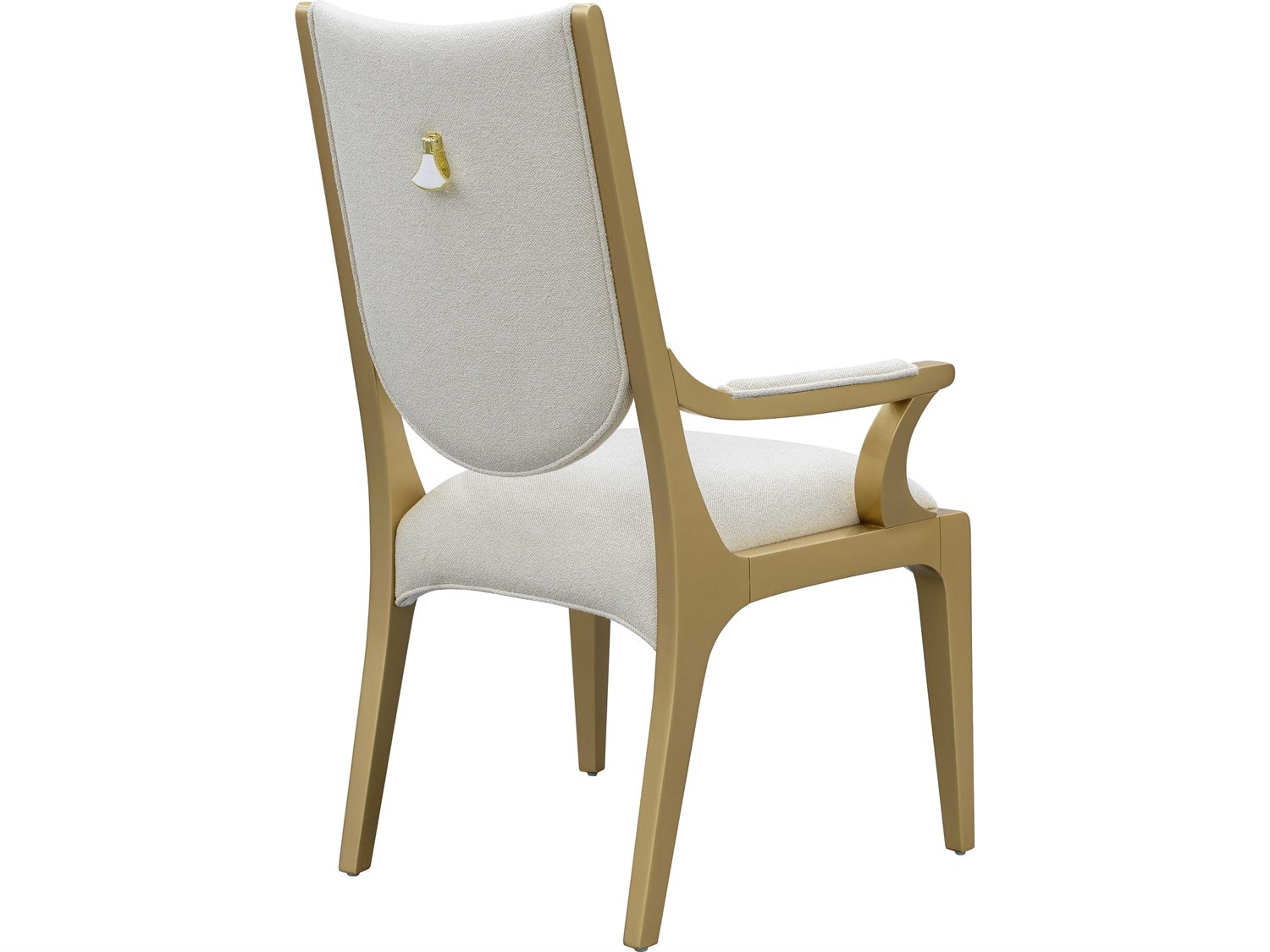 Luxecor Gilded Poplar Wood Gold Upholstered Arm Dining Chair